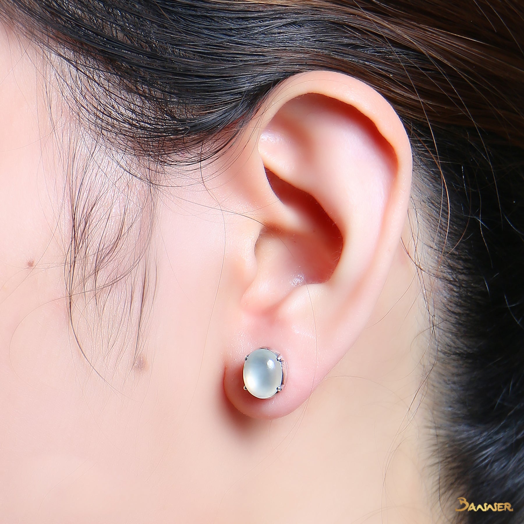 White Jade Stud Earrings