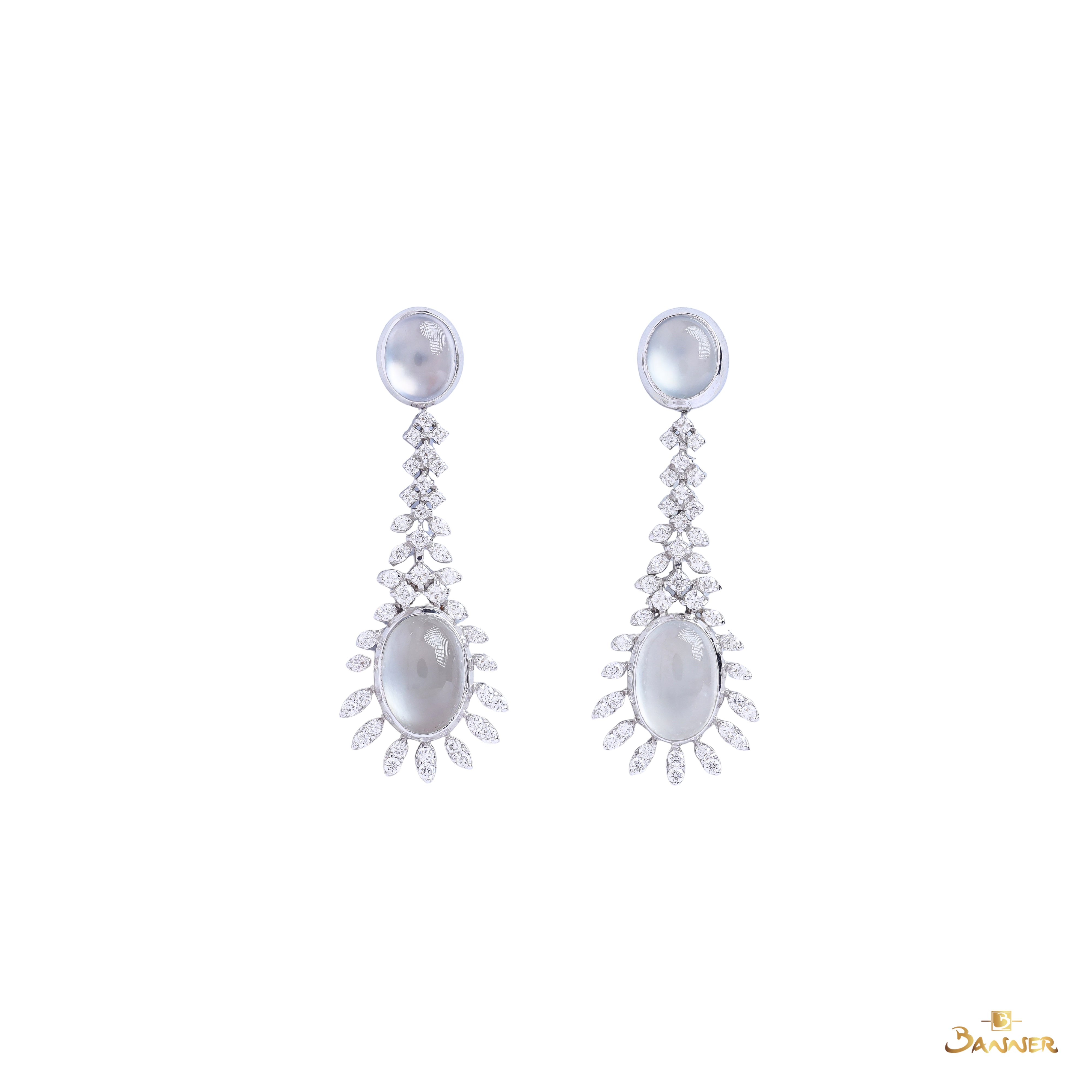 White Jade and Diamond Earrings
