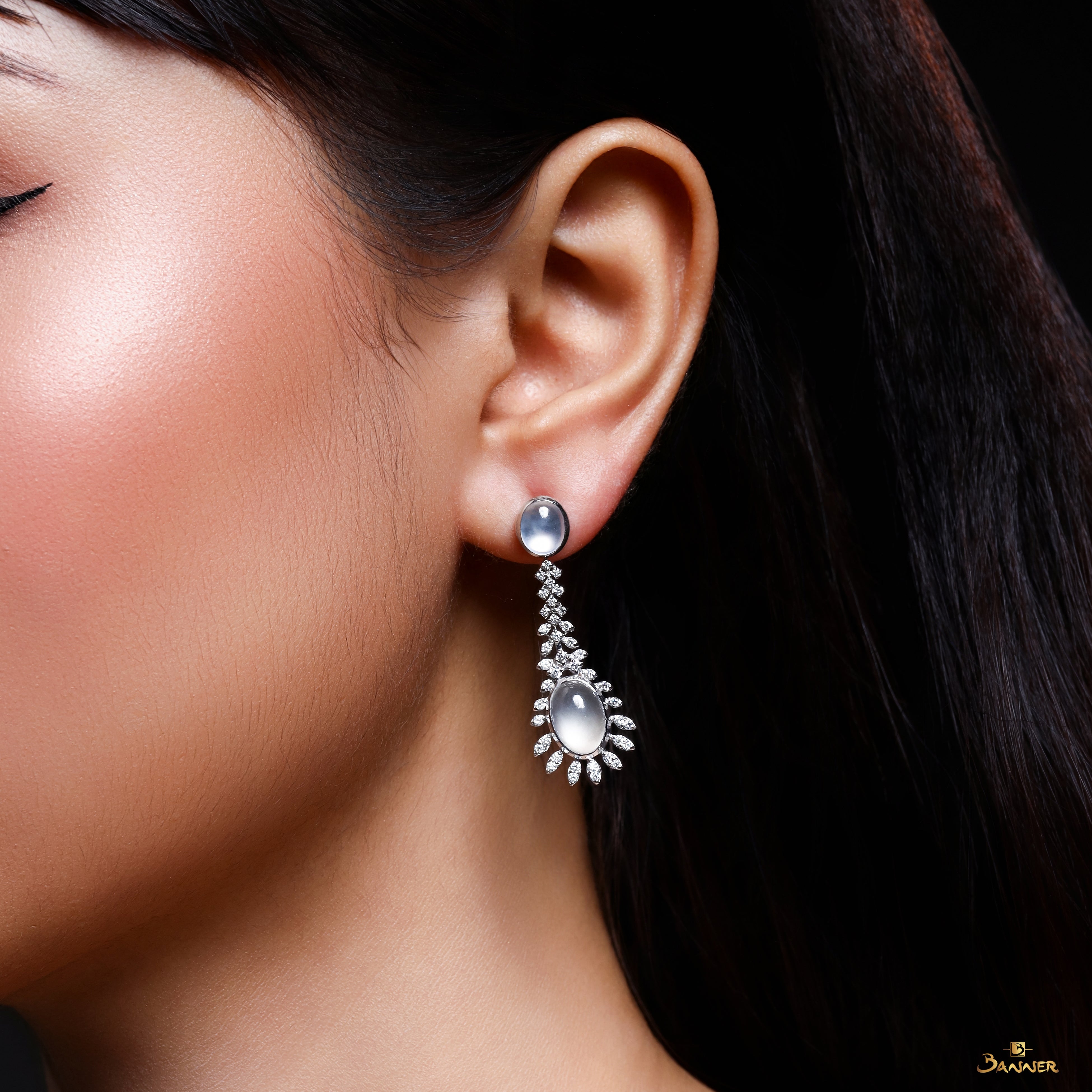 White Jade and Diamond Earrings