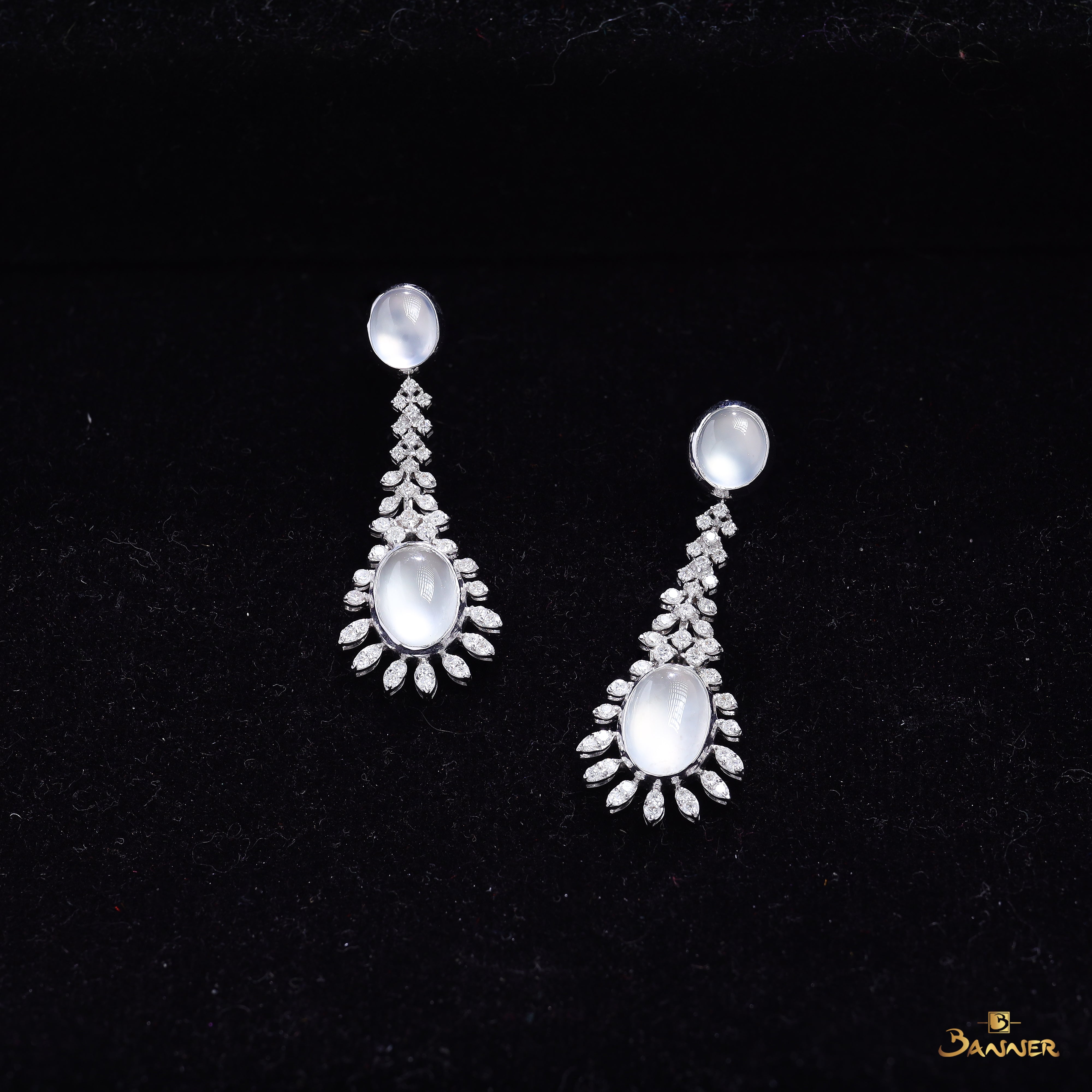 White Jade and Diamond Earrings