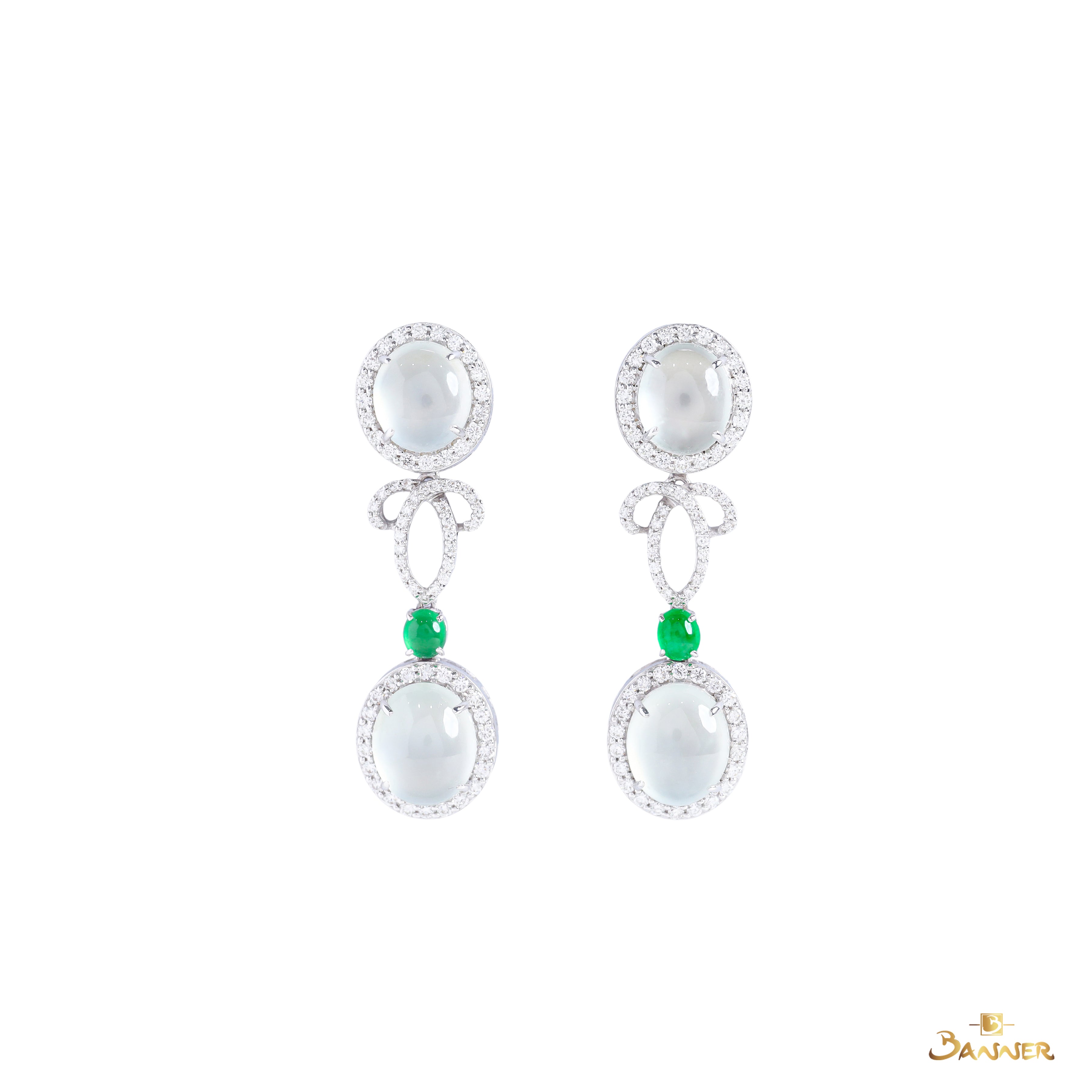 White Jade and Diamond Earrings