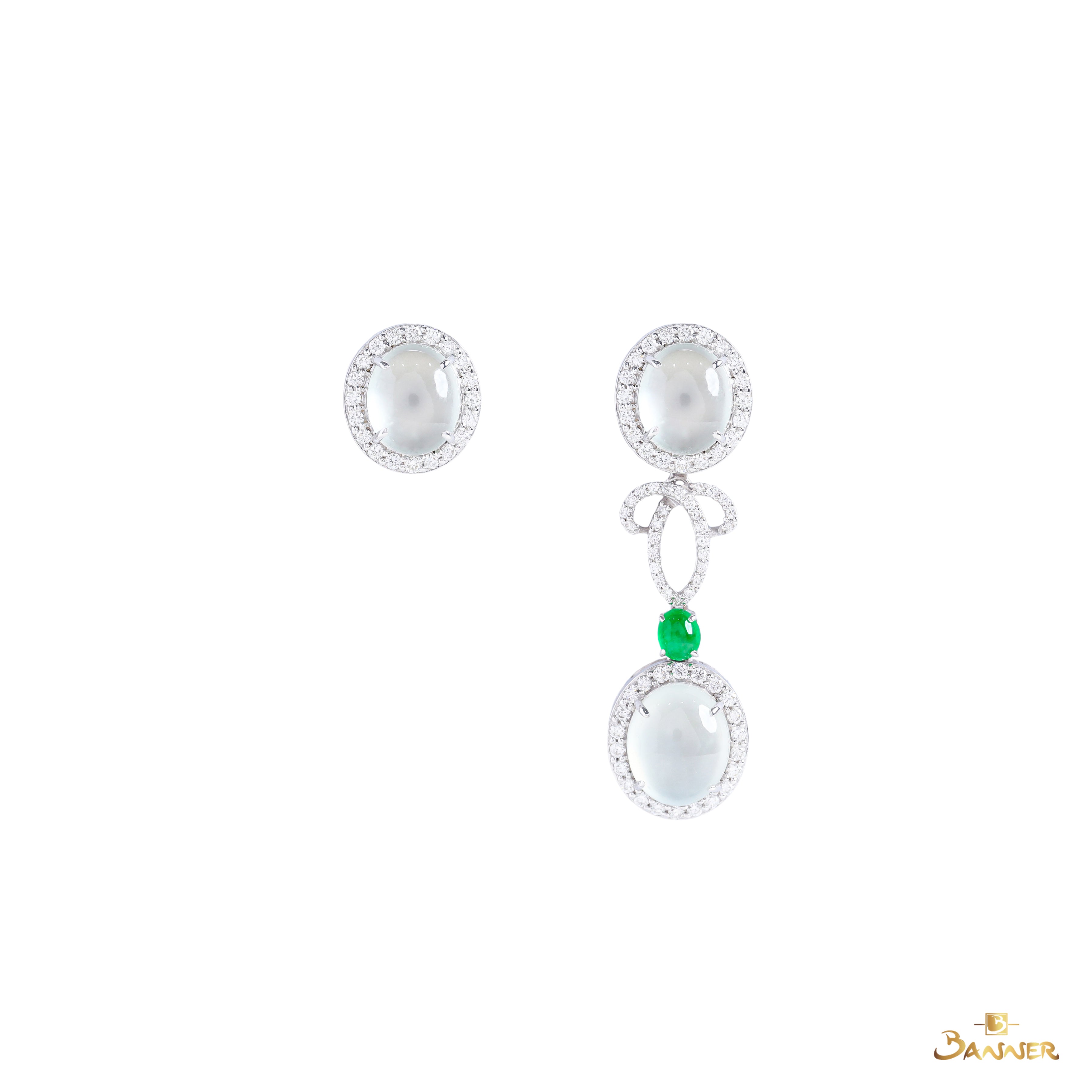 White Jade and Diamond Earrings