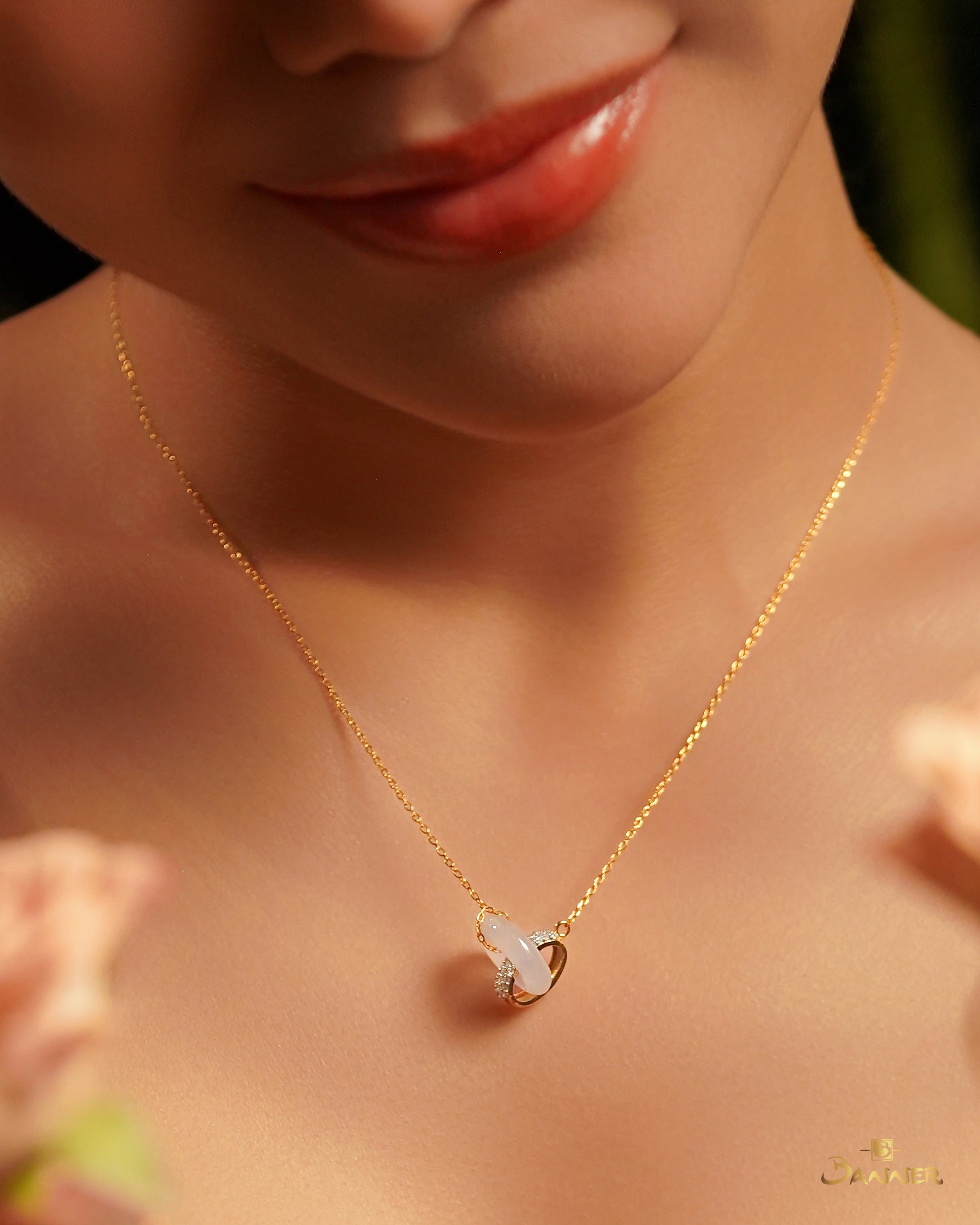 White Jade and Diamond O2 Necklace