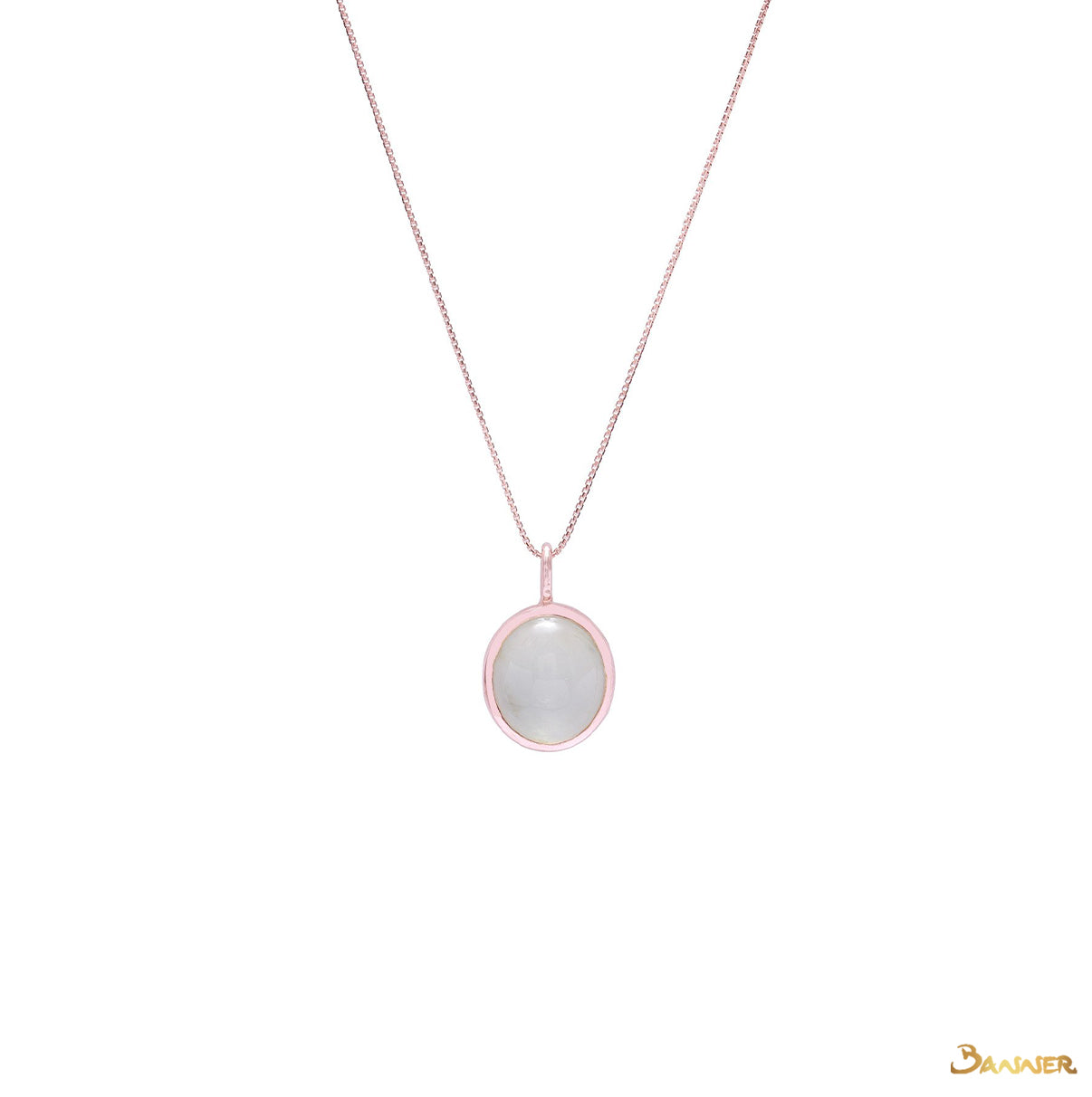 White Jade and 18K Rose Gold Pendant