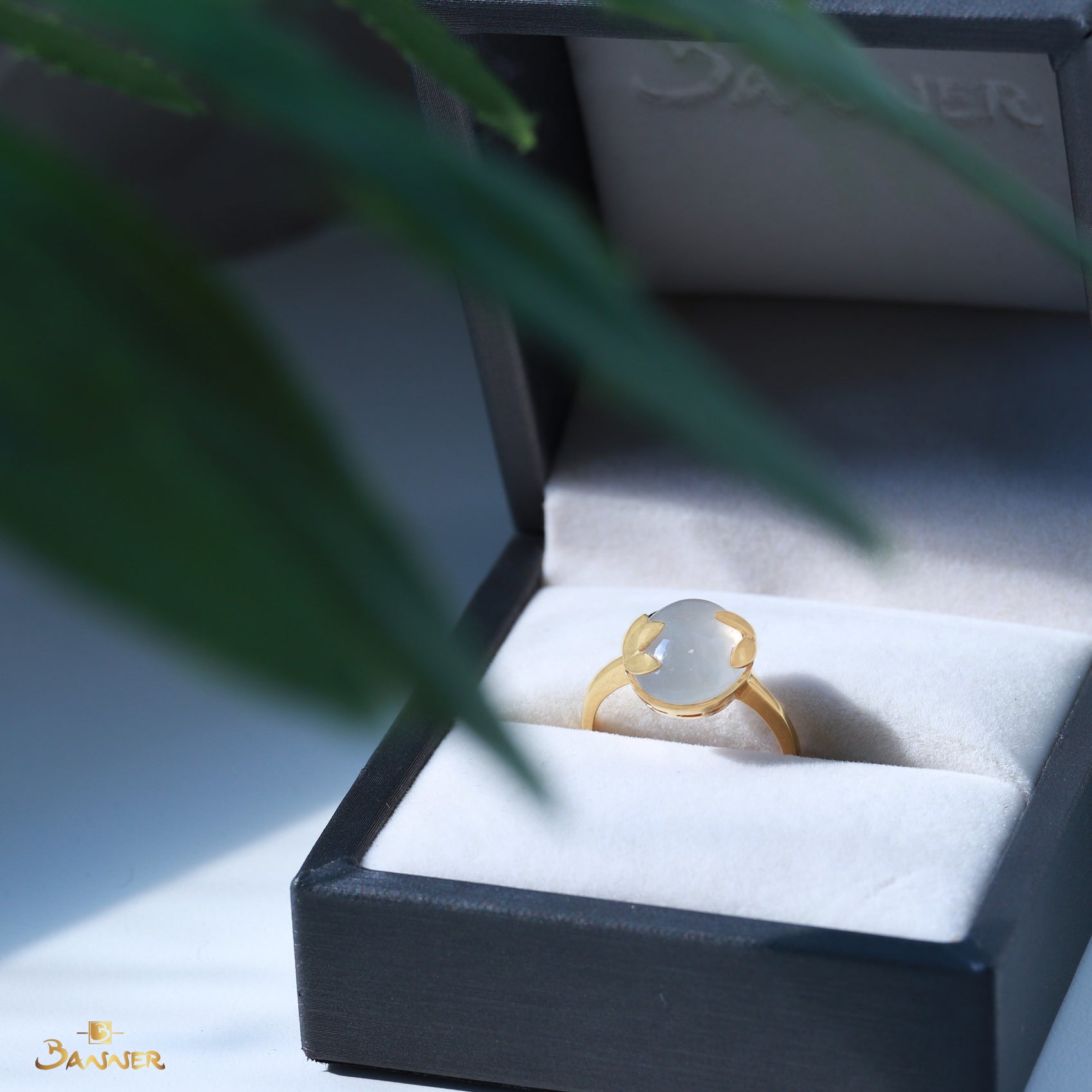 White Jade Olive Ring