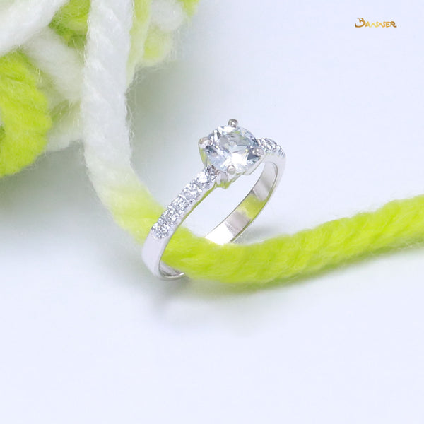 White Sapphire And Diamond Ring