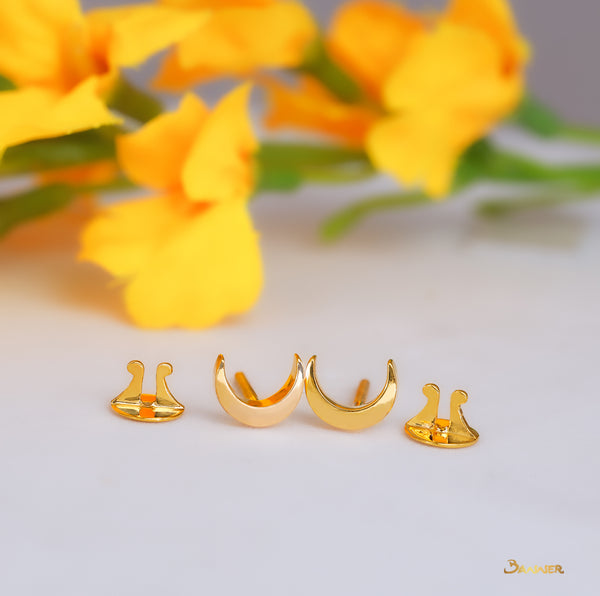 18k Yellow Gold Moon Earrings