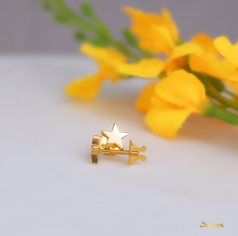 18k Yellow Gold Star Earrings