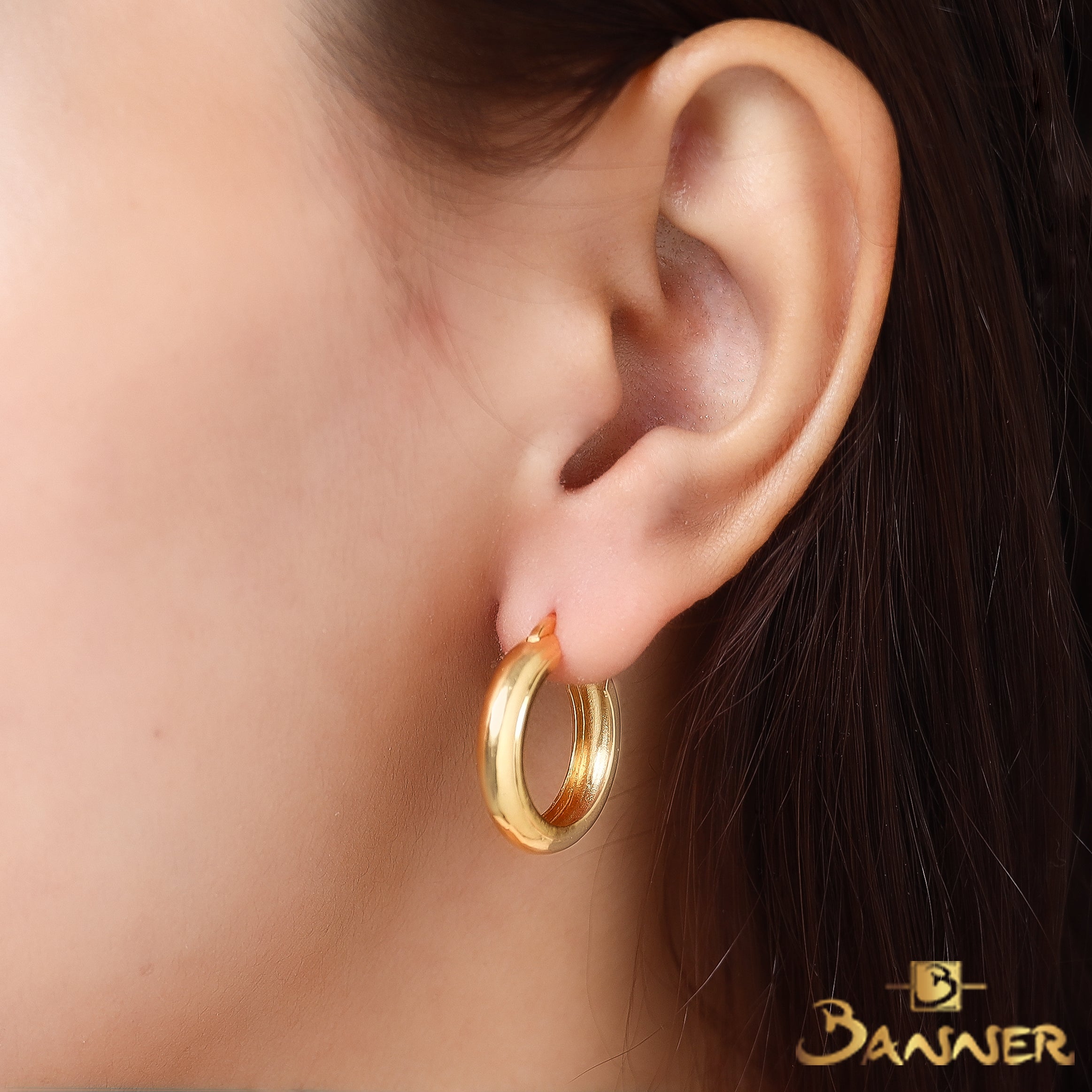 18k Yellow Gold Huggie Earrings