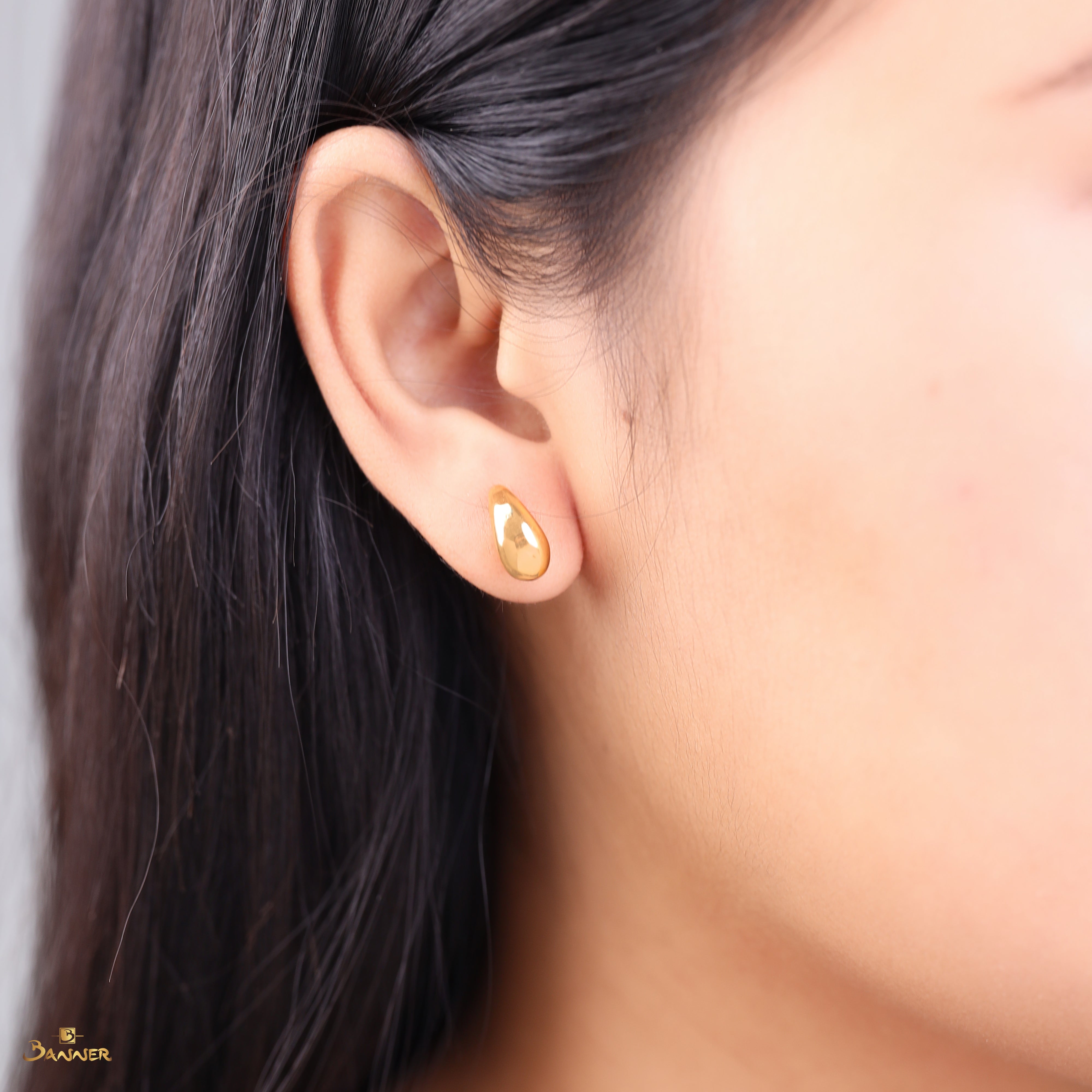 18K Yellow Gold Mini Kendall Dome Earrings