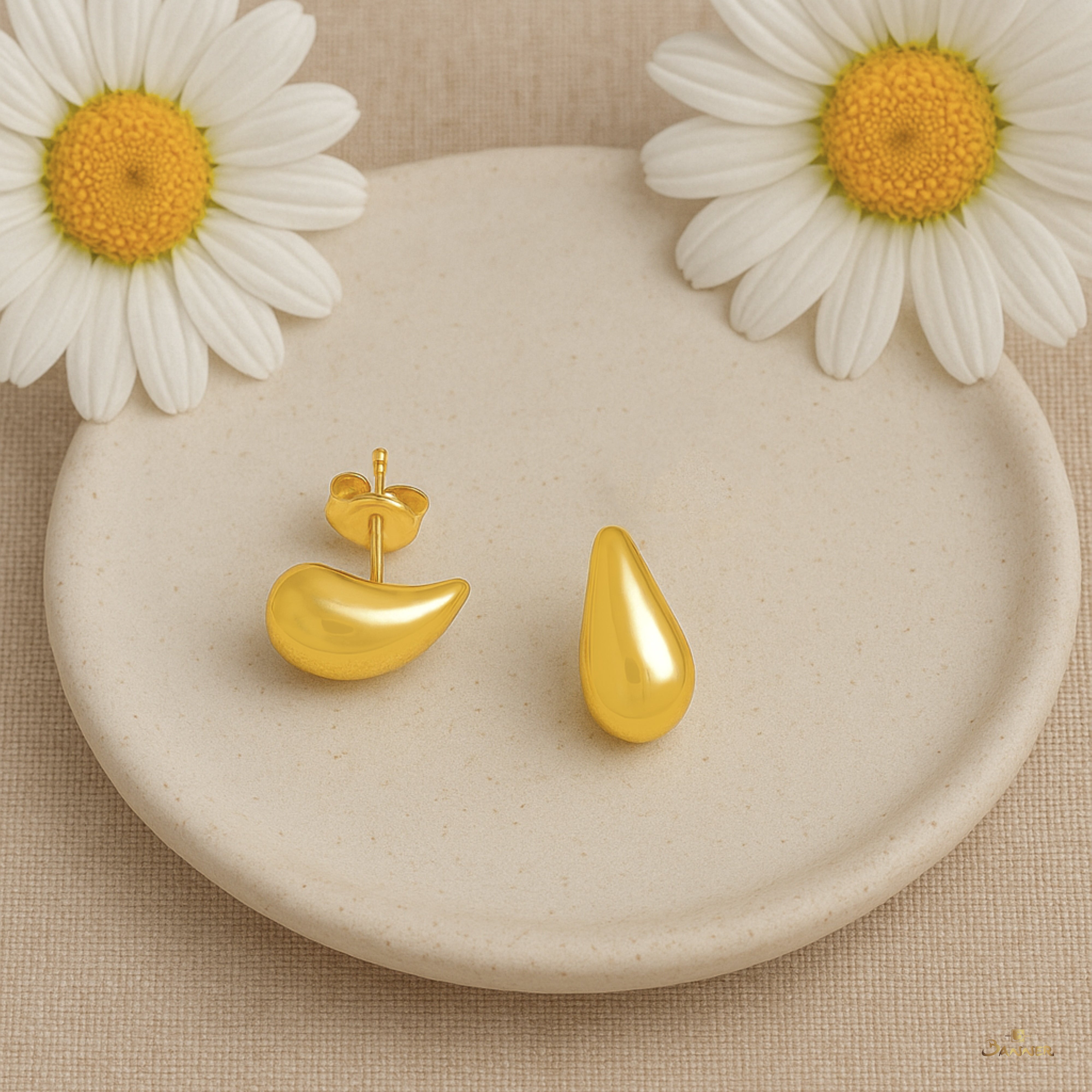 18K Yellow Gold Mini Kendall Dome Earrings