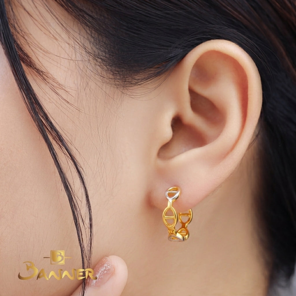 18K Gold Chain Link Huggie Earrings