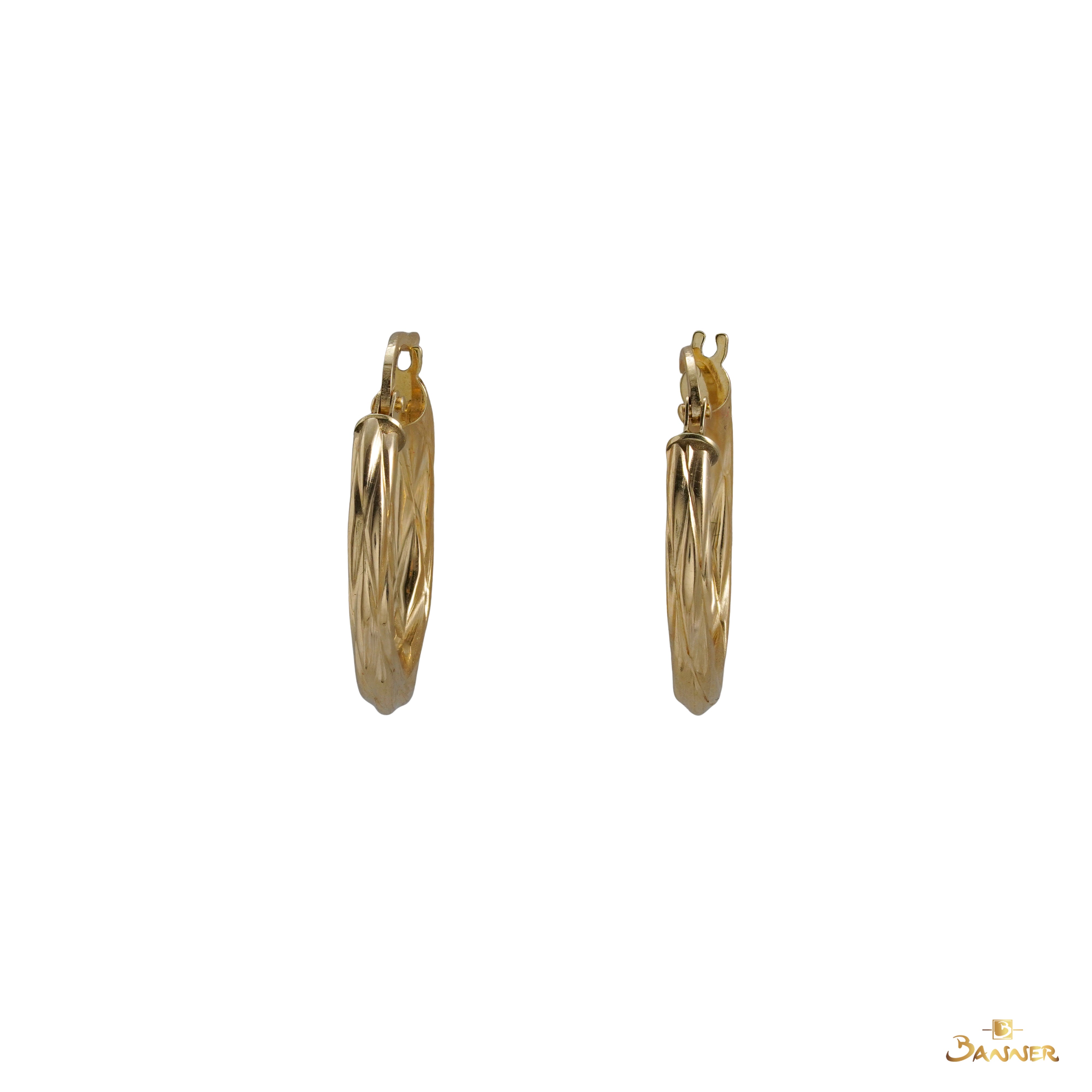 18K Gold Trinity Hoop Earrings
