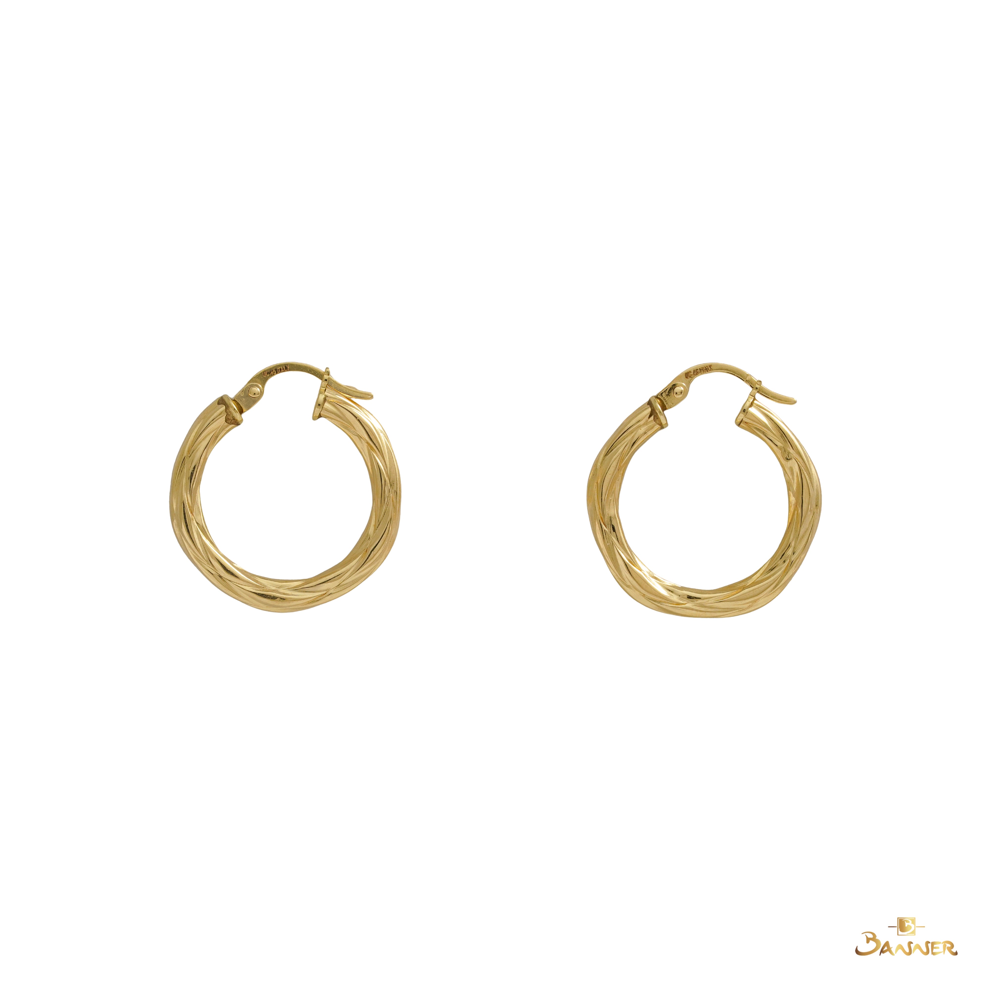 18K Gold Trinity Hoop Earrings