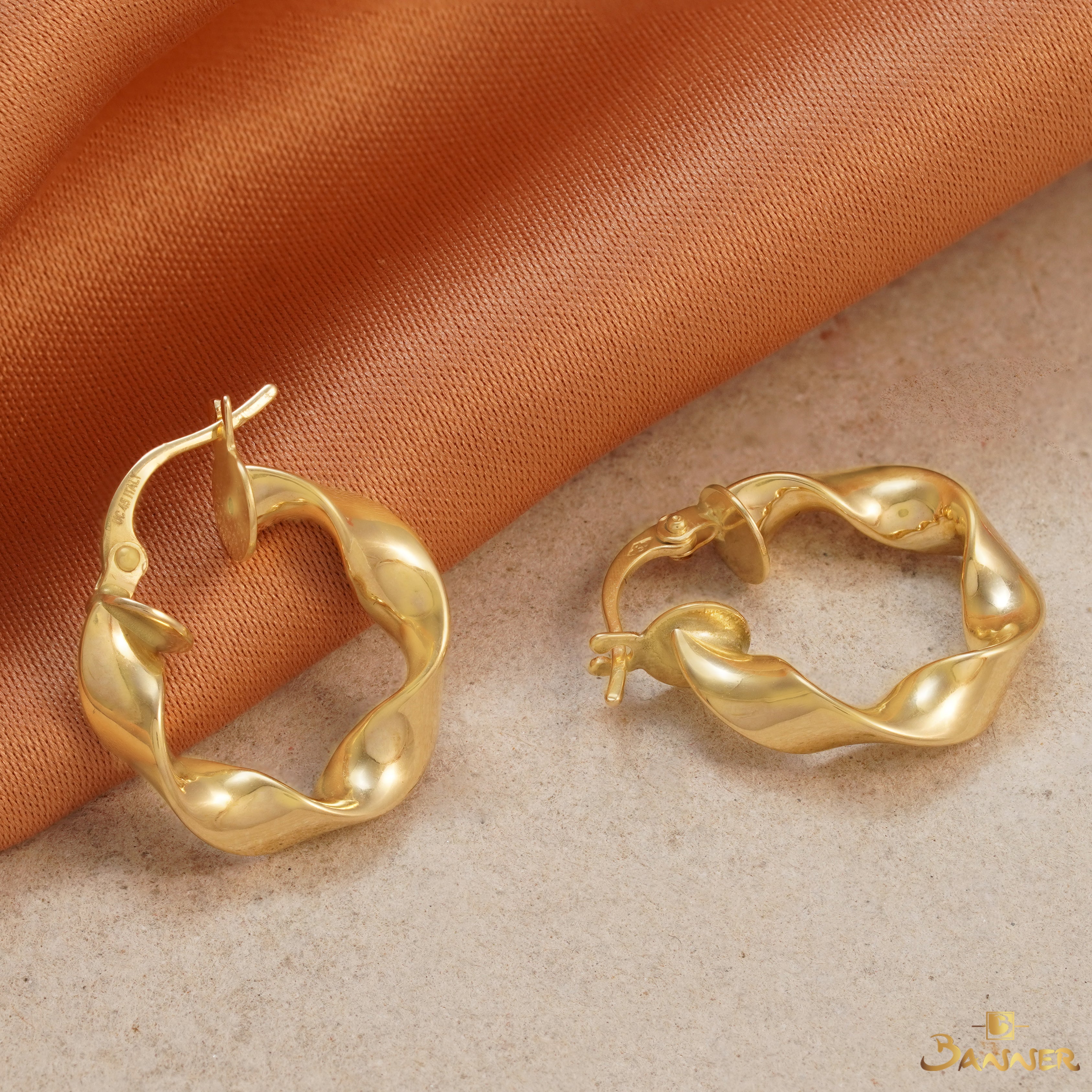18K Gold Spiral Hoop Earrings