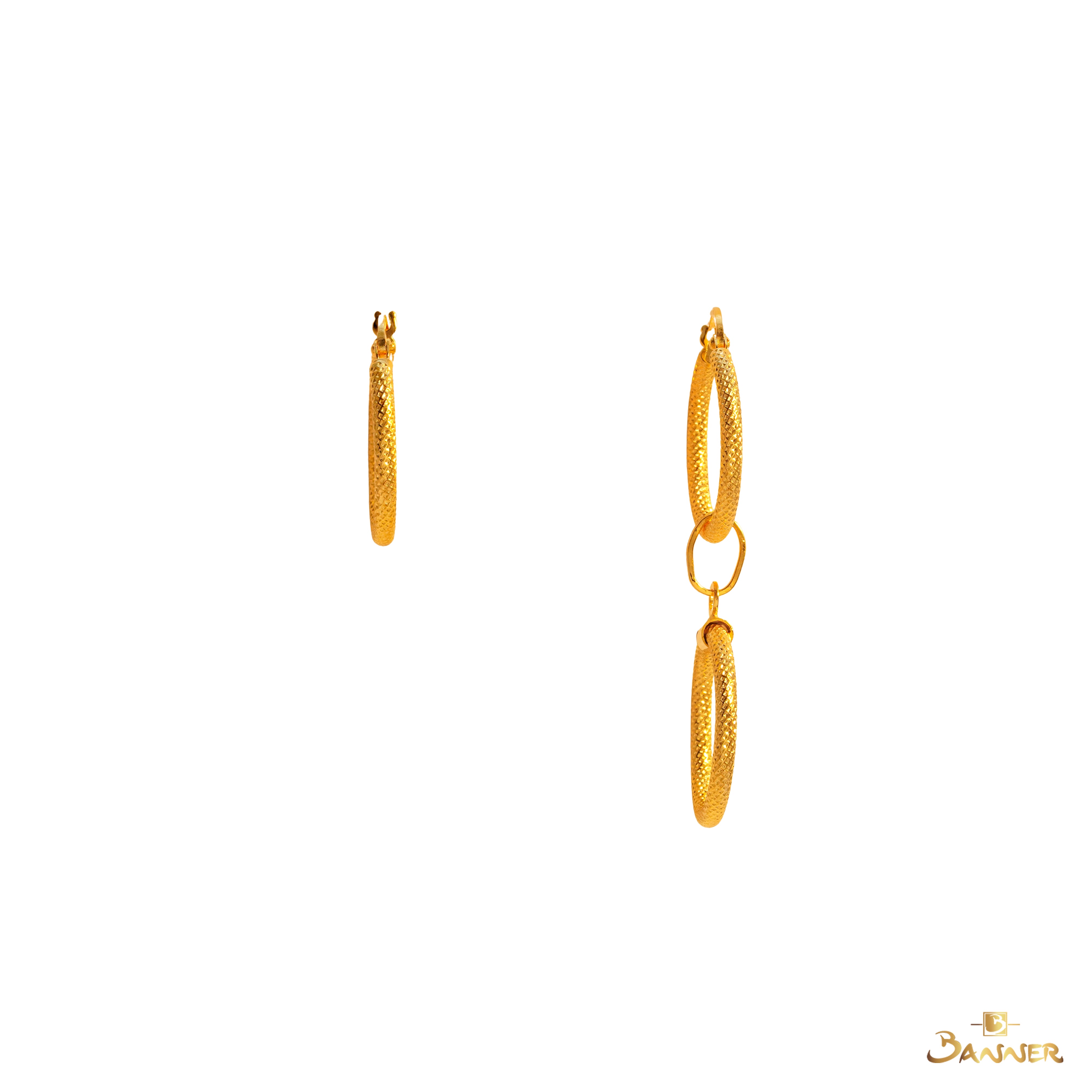 18K Gold Sepertine Hoop Earrings/Pendant
