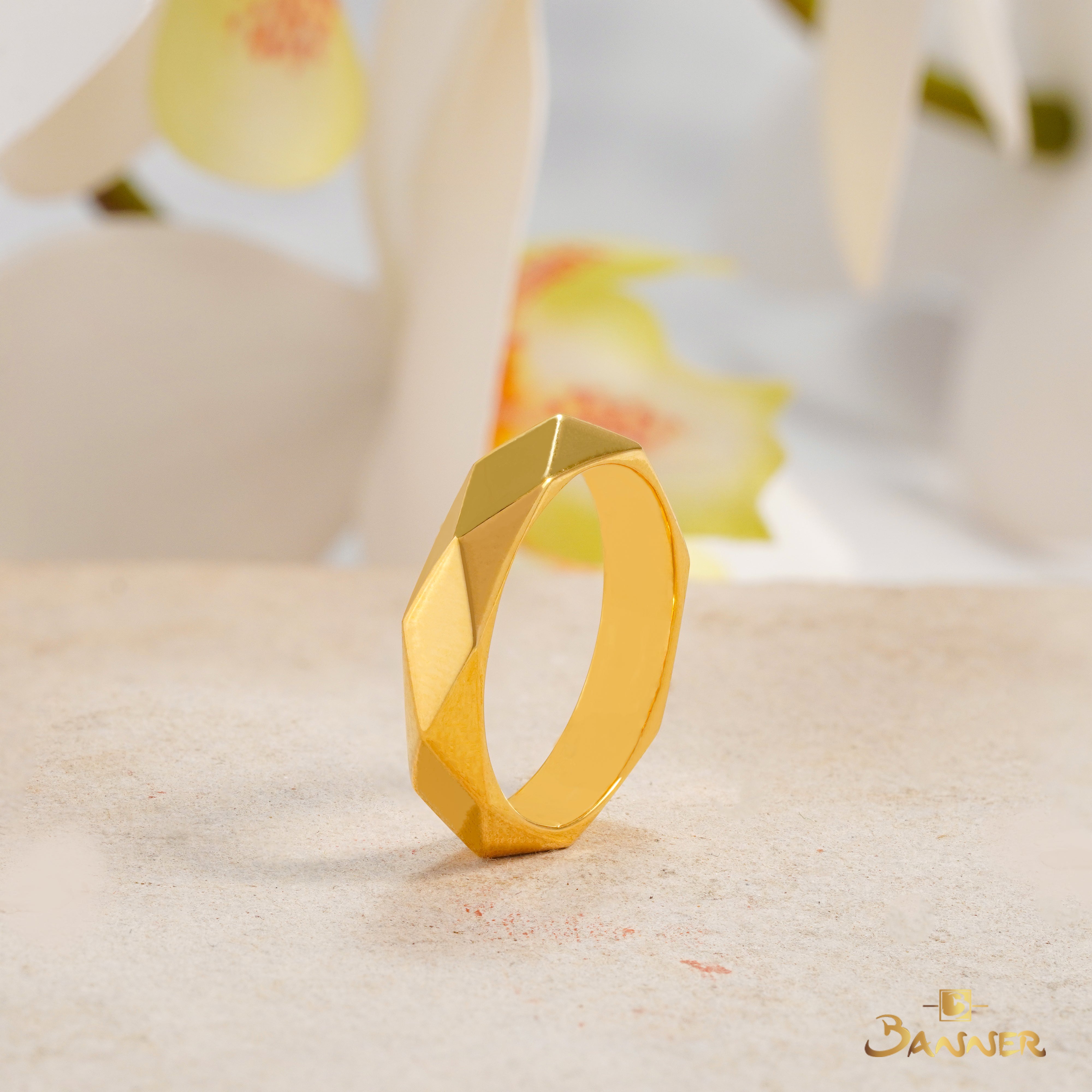 18k Yellow Gold Polygon Ring