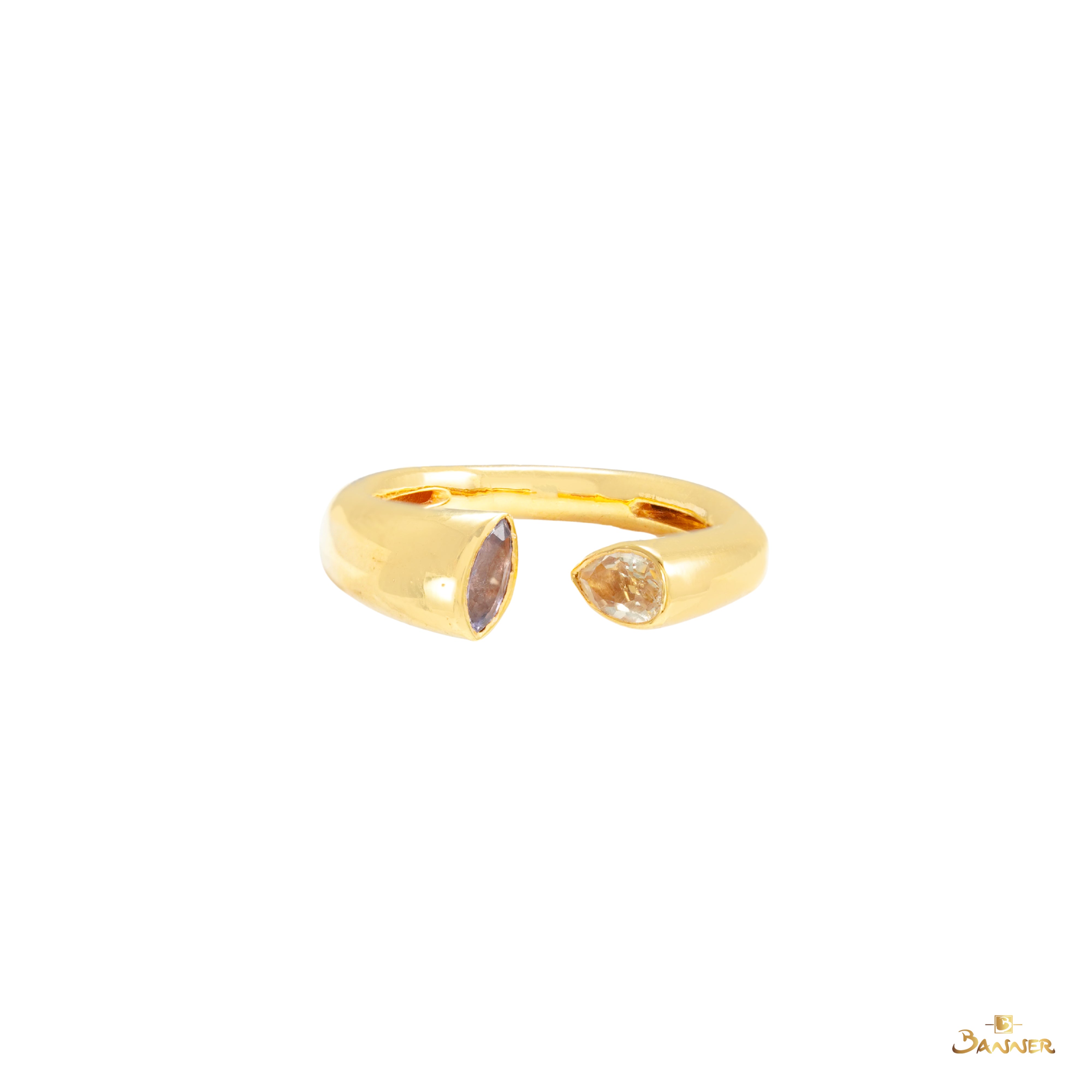 23K Gold and Spinel Dyad Ring (Spinel Marquise+drop-shaped)