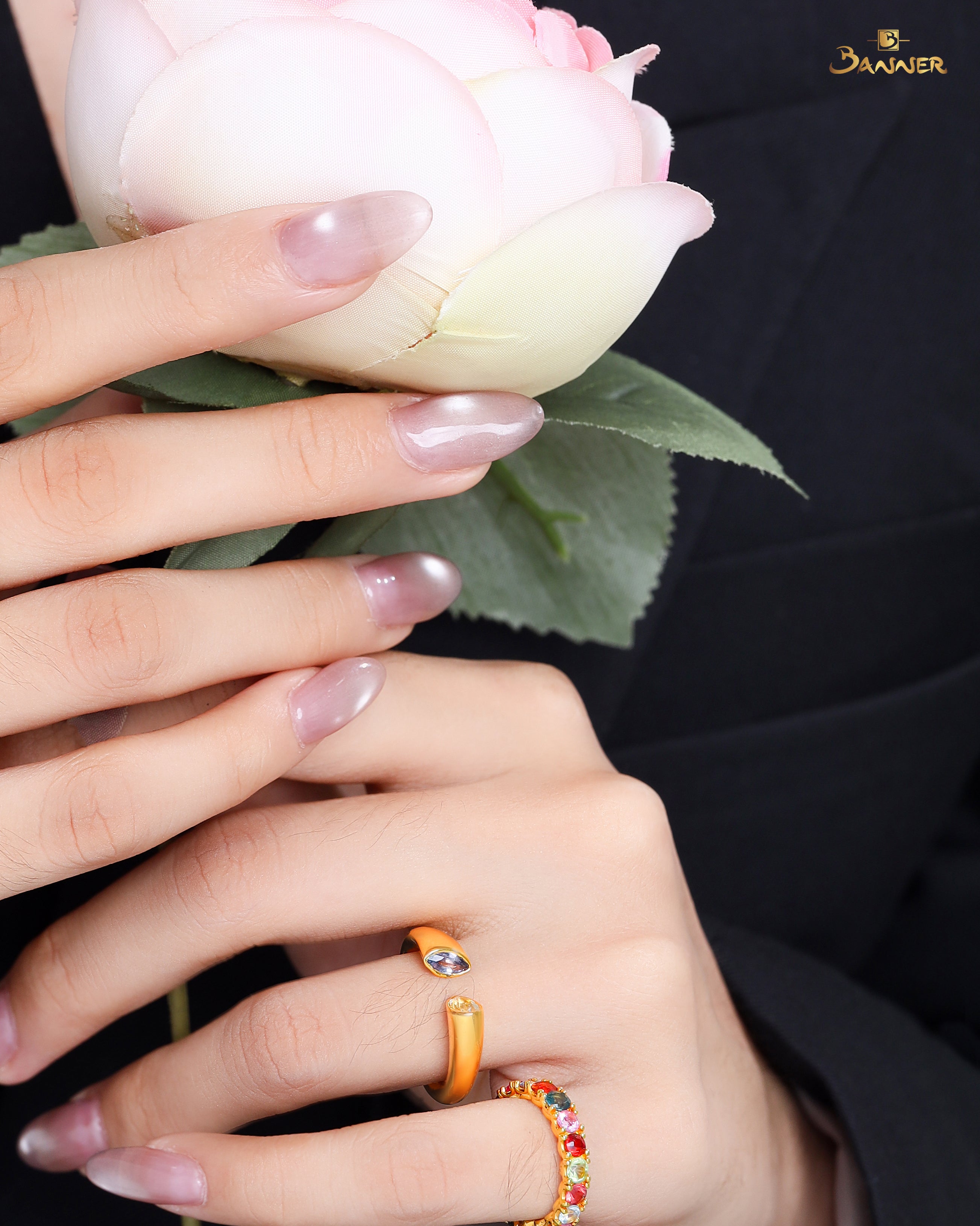 23K Gold and Spinel Dyad Ring (Spinel Marquise+drop-shaped)