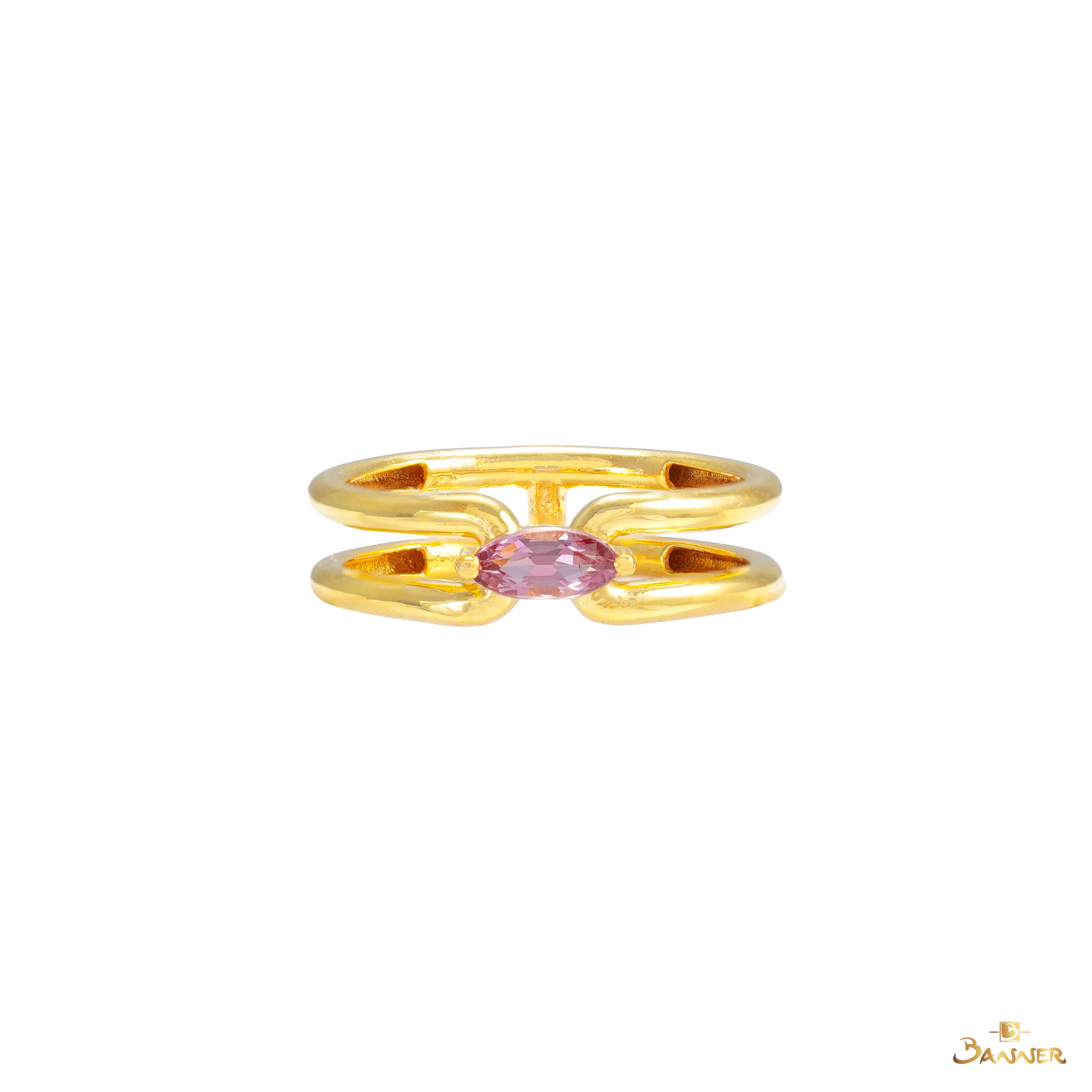 23K Gold and Spinel Double-Link Ring (Spinel Marquise)