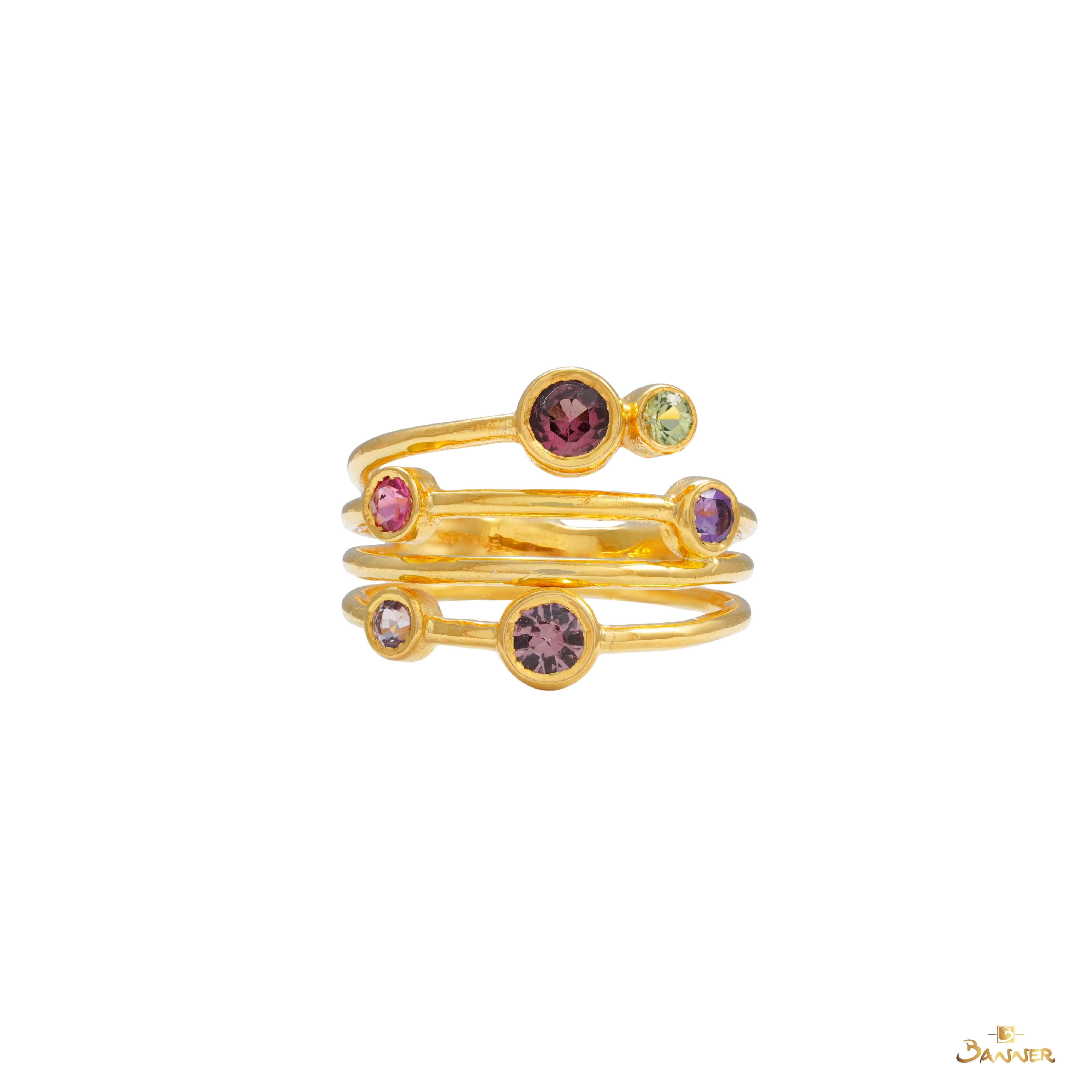 18K Gold and Spinel Spiral Ring