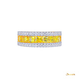 Emerald cut Yellow Sapphire and Diamond Ring