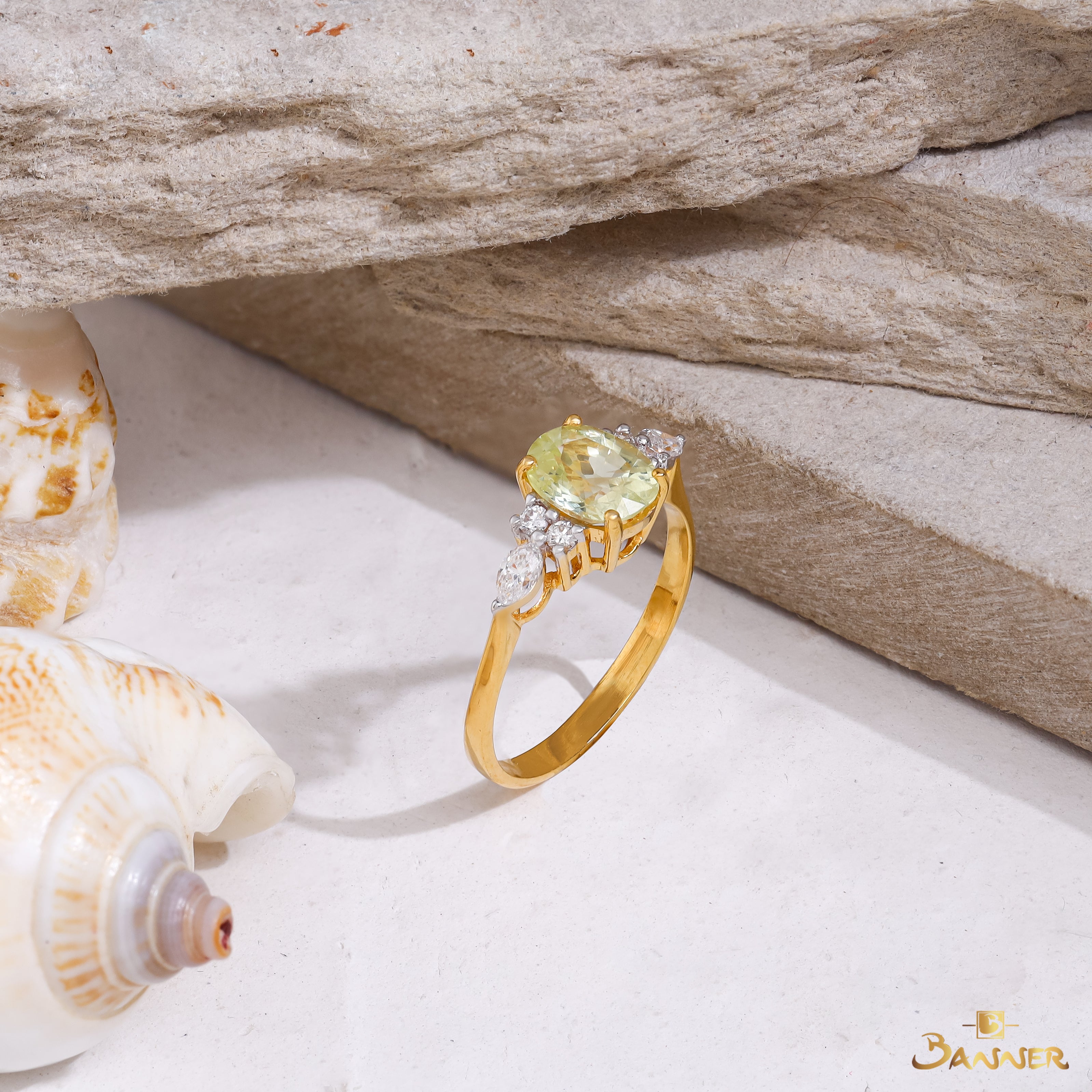 Yellow Sapphire and Diamond Sunlight Radiance Ring