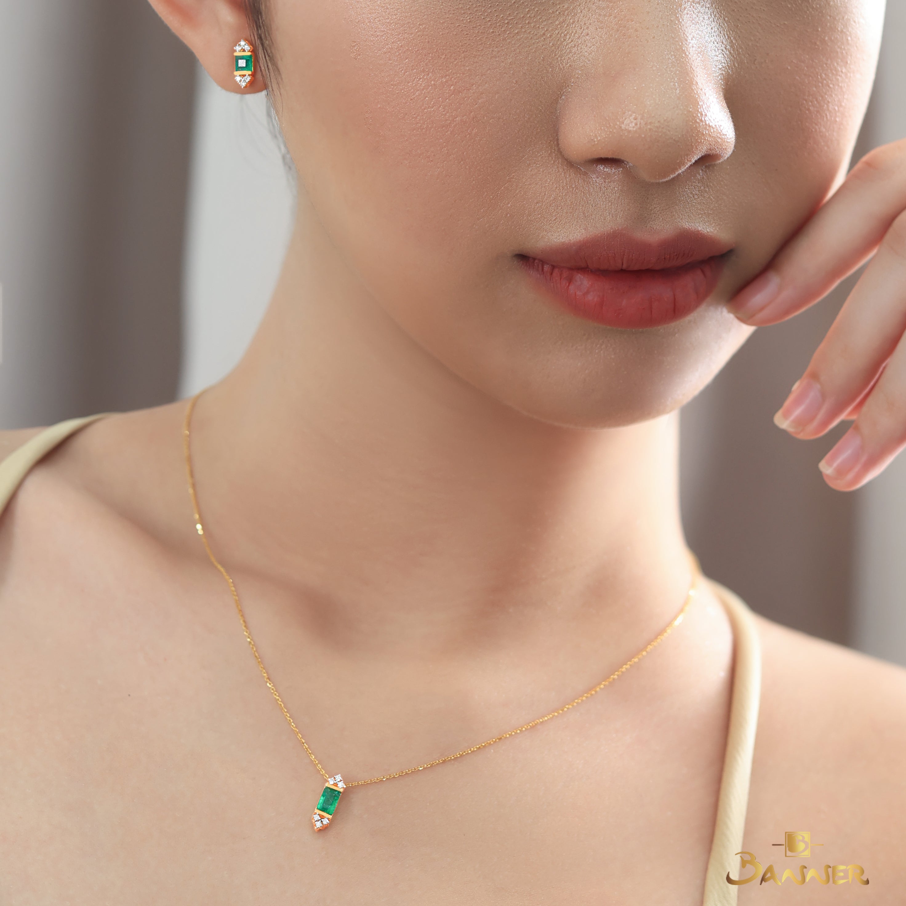 Emerald and Diamond Petite Set