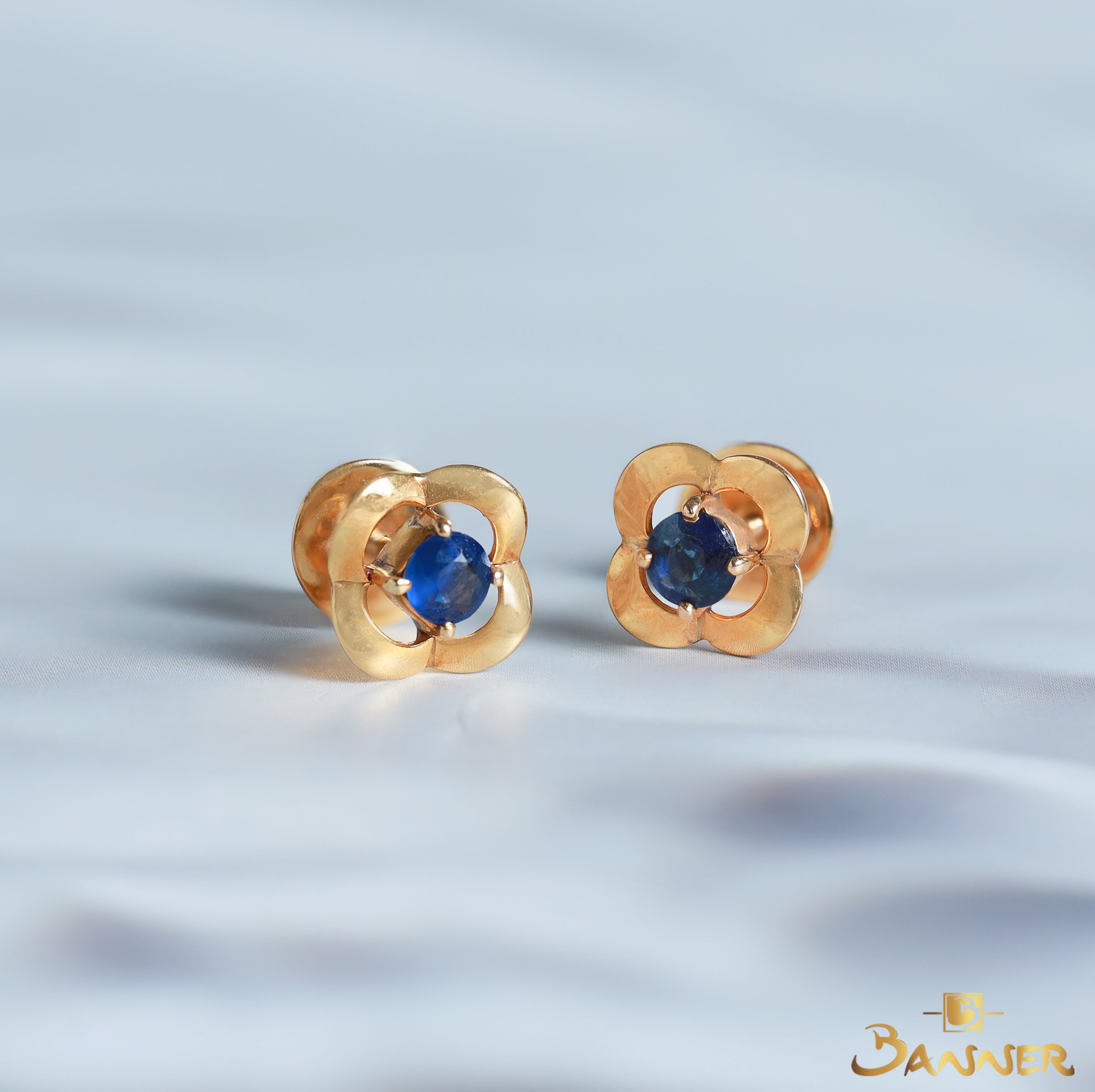 Sapphire-Flower-Stud-Earrings