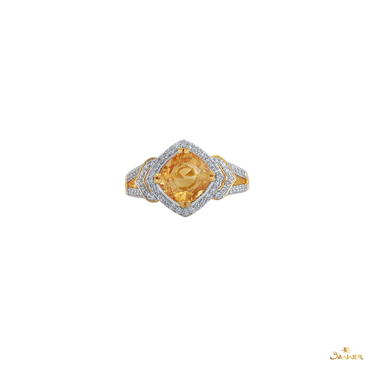 Citrine and Diamond Twisted Ring