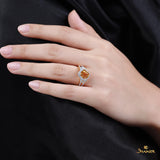Citrine and Diamond Twisted Ring