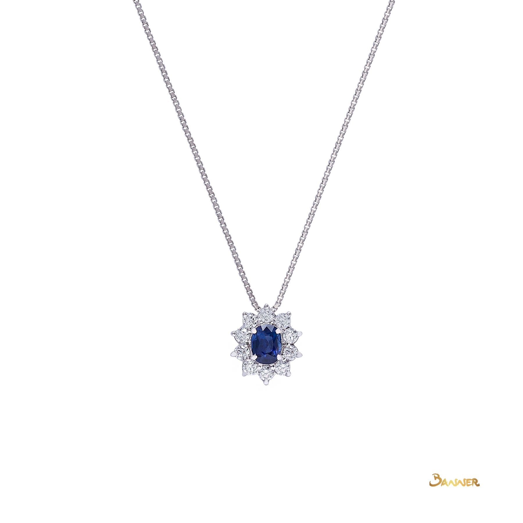 Sapphire and Diamond Sunflower Pendant