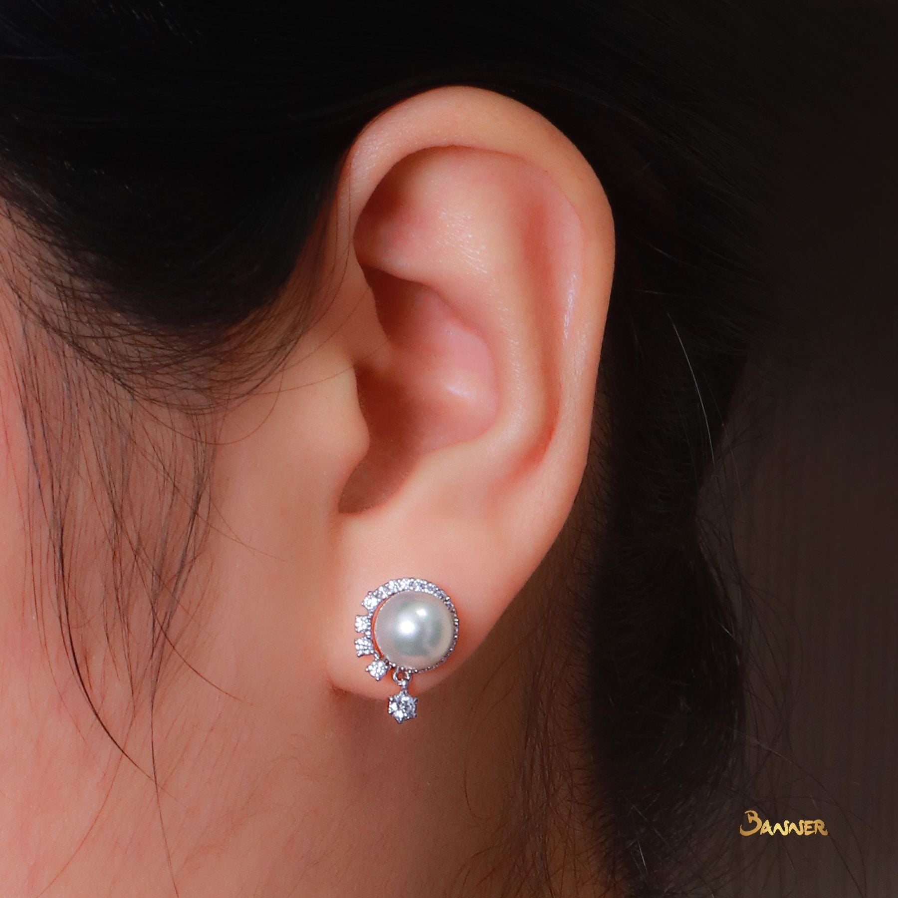 Pearl and Diamond Earrings