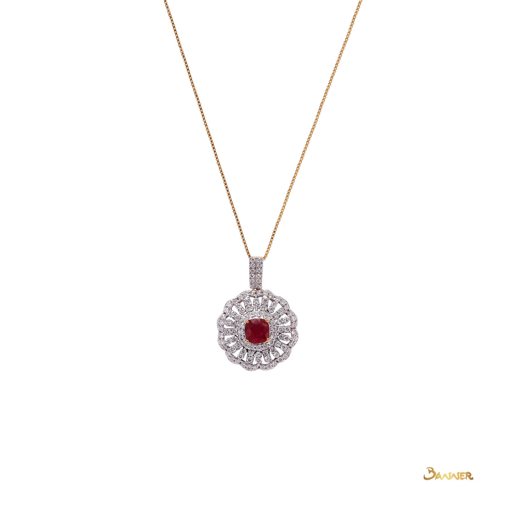 Ruby and Diamond Elegant  Pendant