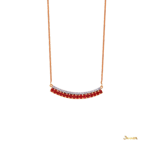 Ruby and Diamond Smile Necklace