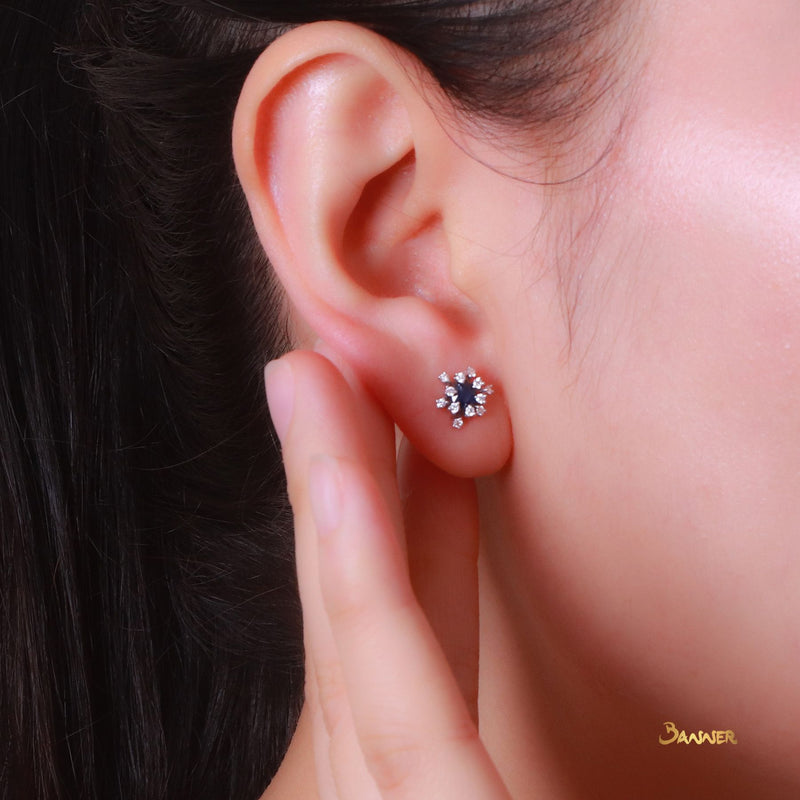 Sapphire and Diamond Rose Earrings