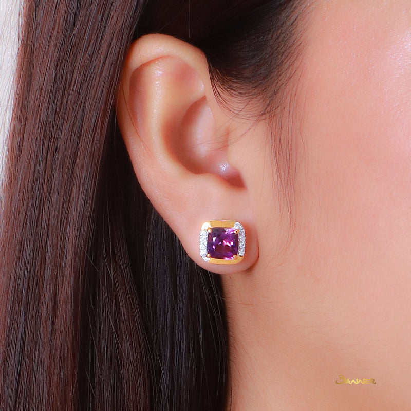 Amethyst and Diamond Stud Earrings