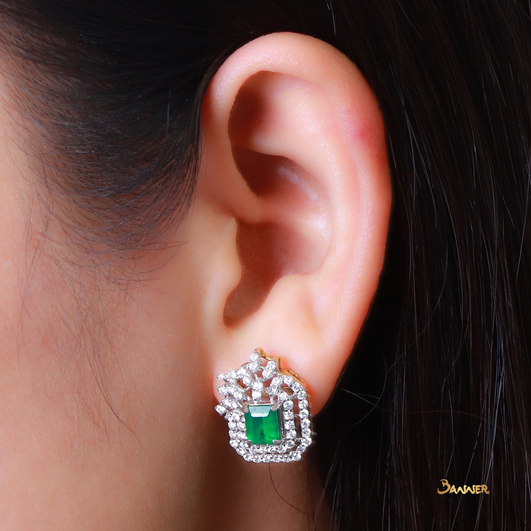 Columbian Emerald and Diamond Earrings