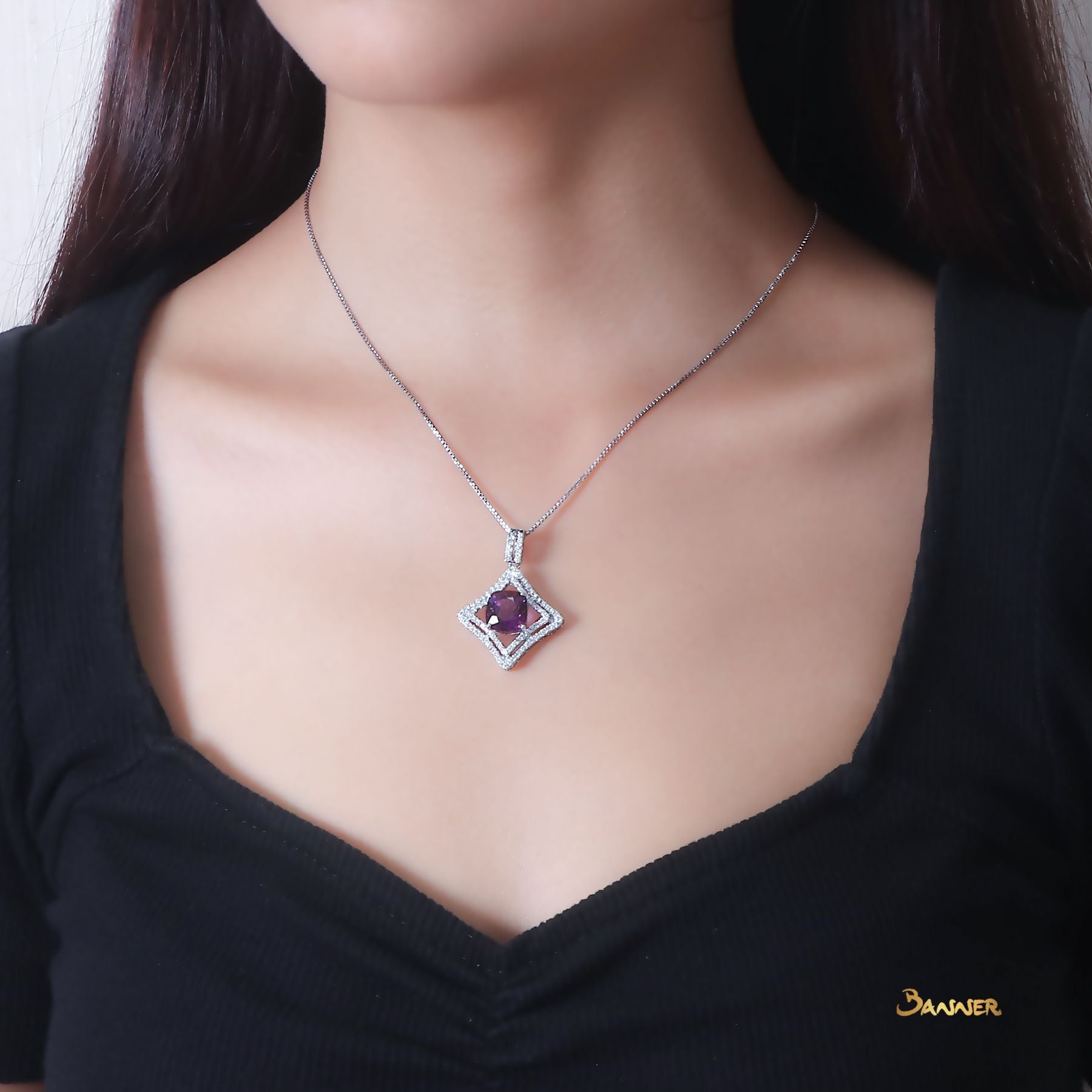 Amethyst and diamond Pendant