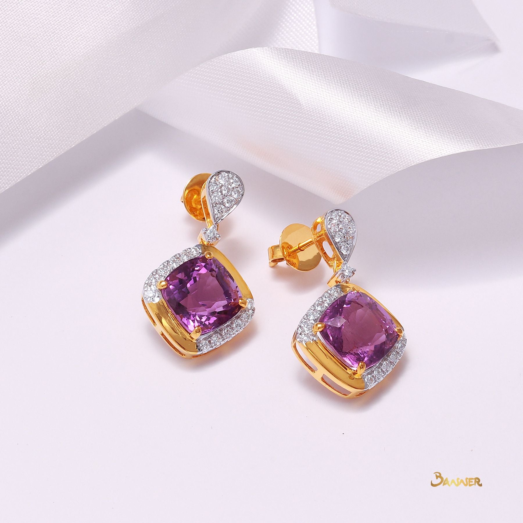 Amethyst and Diamond Earrings