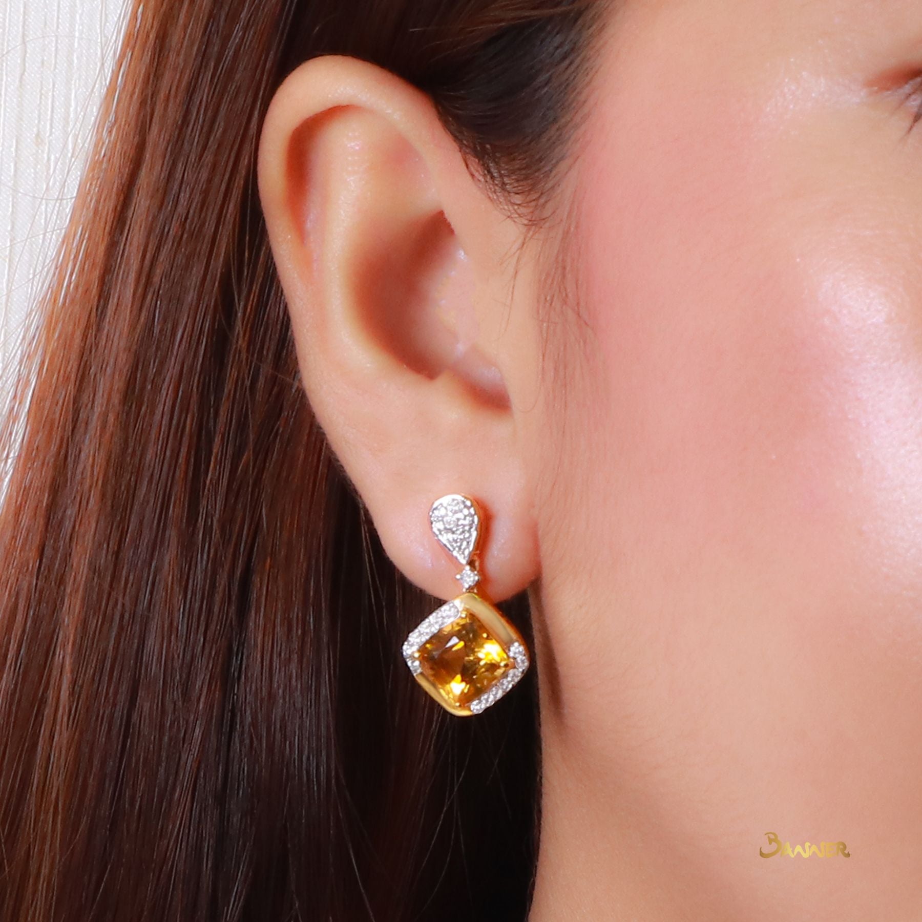 Citrine and Diamond Earrings