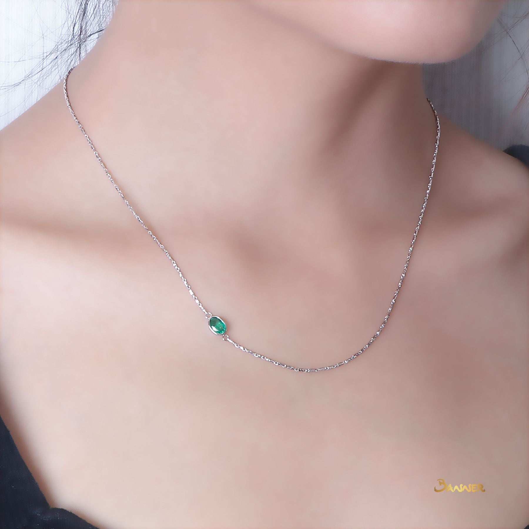 Emerald Solitaire Necklace