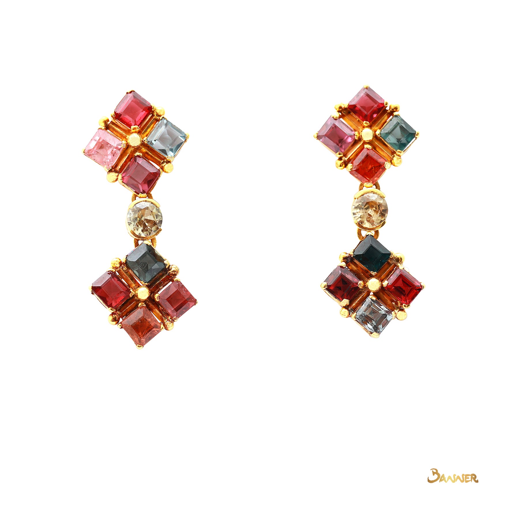 Multi-colored Spinel Dangle Earrings