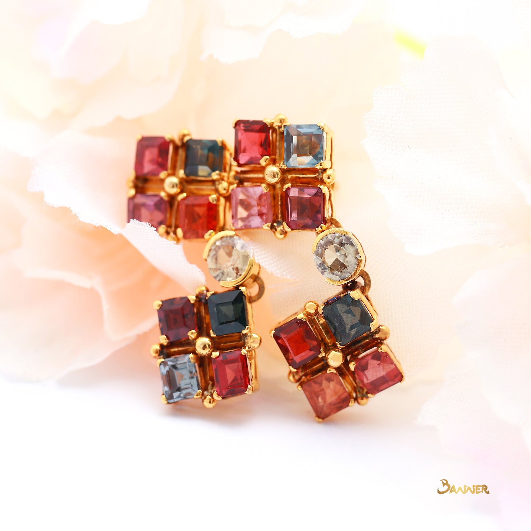 Multi-colored Spinel Dangle Earrings