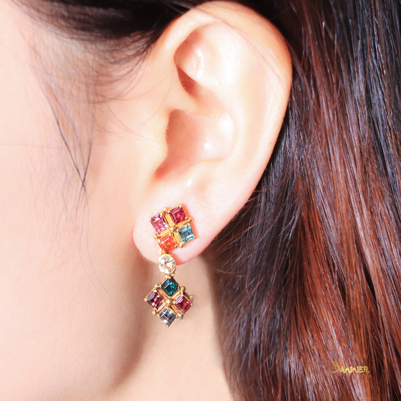 Multi-colored Spinel Dangle Earrings