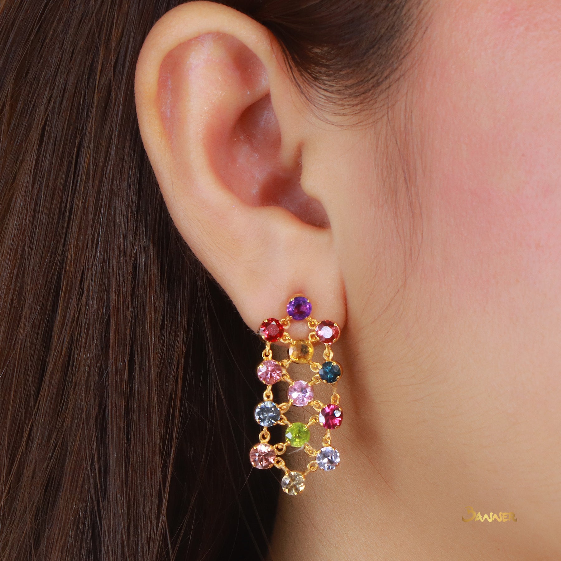 Multi-color Spinel Dangle Earrings