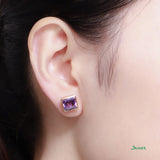 Emerald-cut Amethyst Stud Earrings