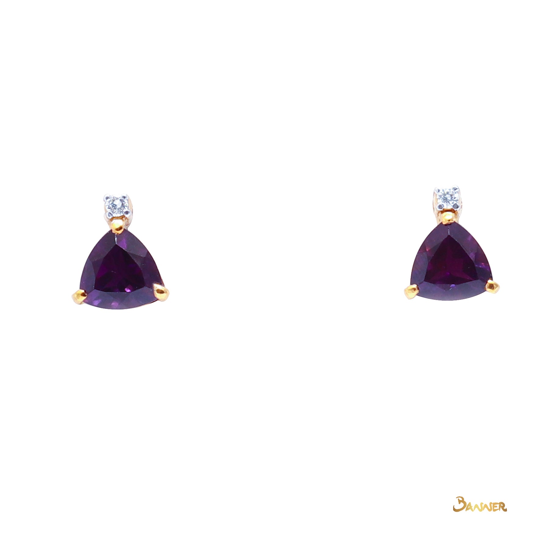 Trillion-cut Amethyst and Diamond Earrings