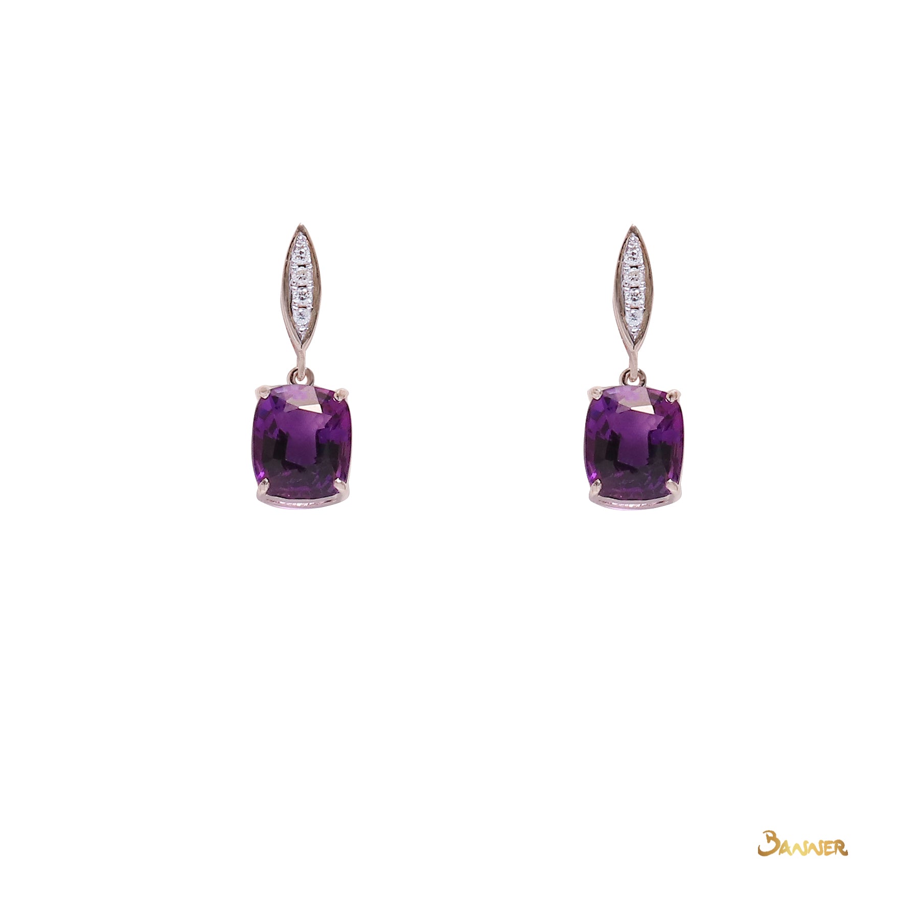 Emerald-cut Amethyst and Diamond Earrings