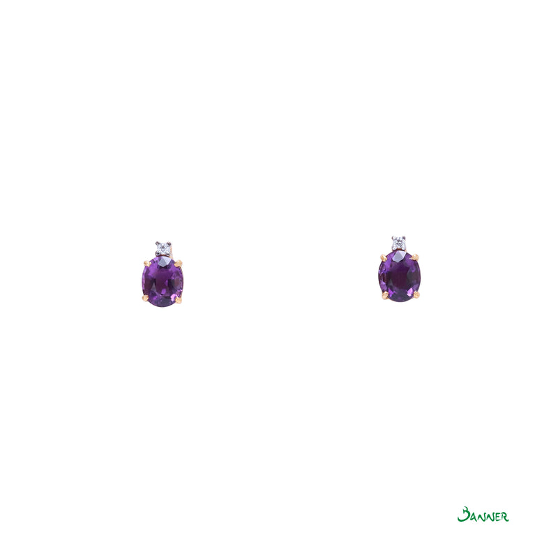 Amethyst and Diamond Petite Earrings